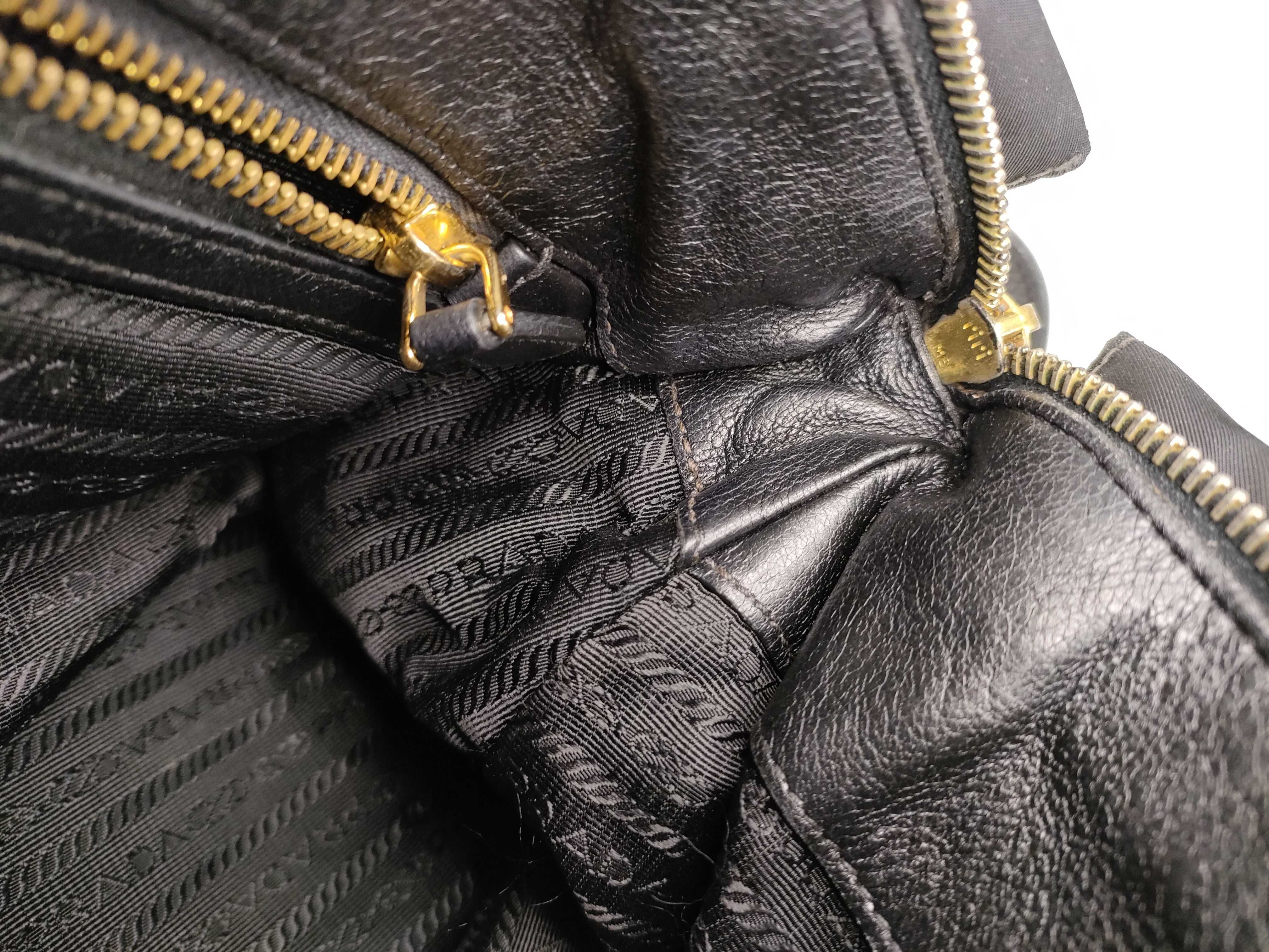 Nylon Prada Nylon Leather 2-way Shoulder Bag Black Serial Handbag — view 10