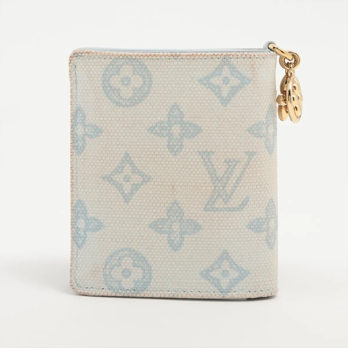 Monogram Canvas Pocket Wallet LV Charm M28273 Blue Courier Compact Wallet (RFID detected) — view 2