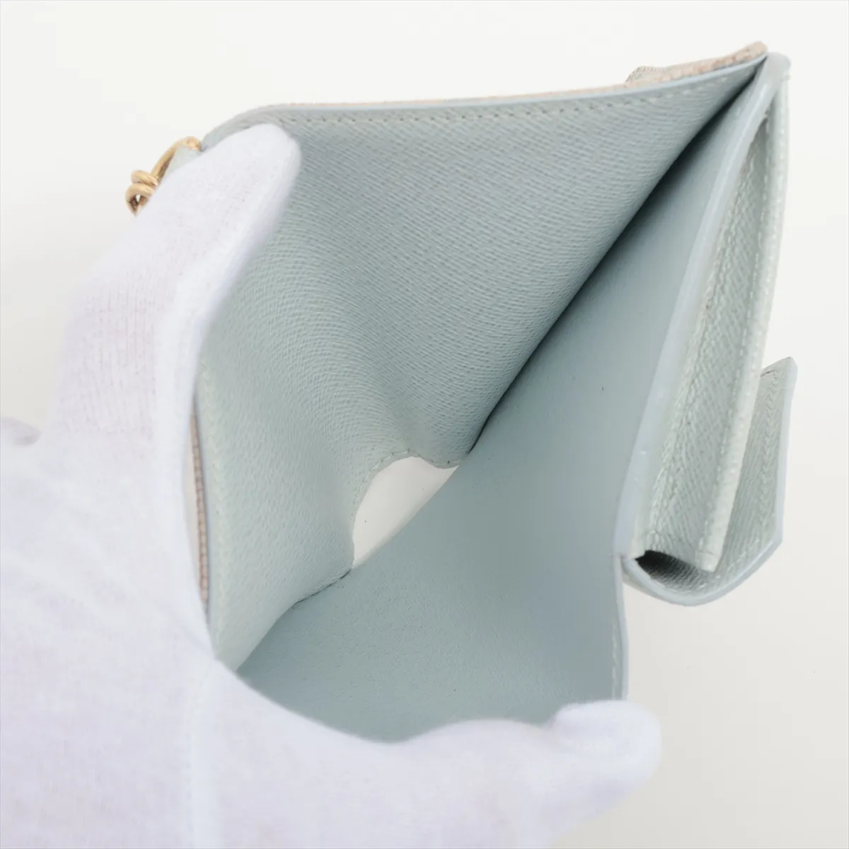 Monogram Canvas Pocket Wallet LV Charm M28273 Blue Courier Compact Wallet (RFID detected) — view 4