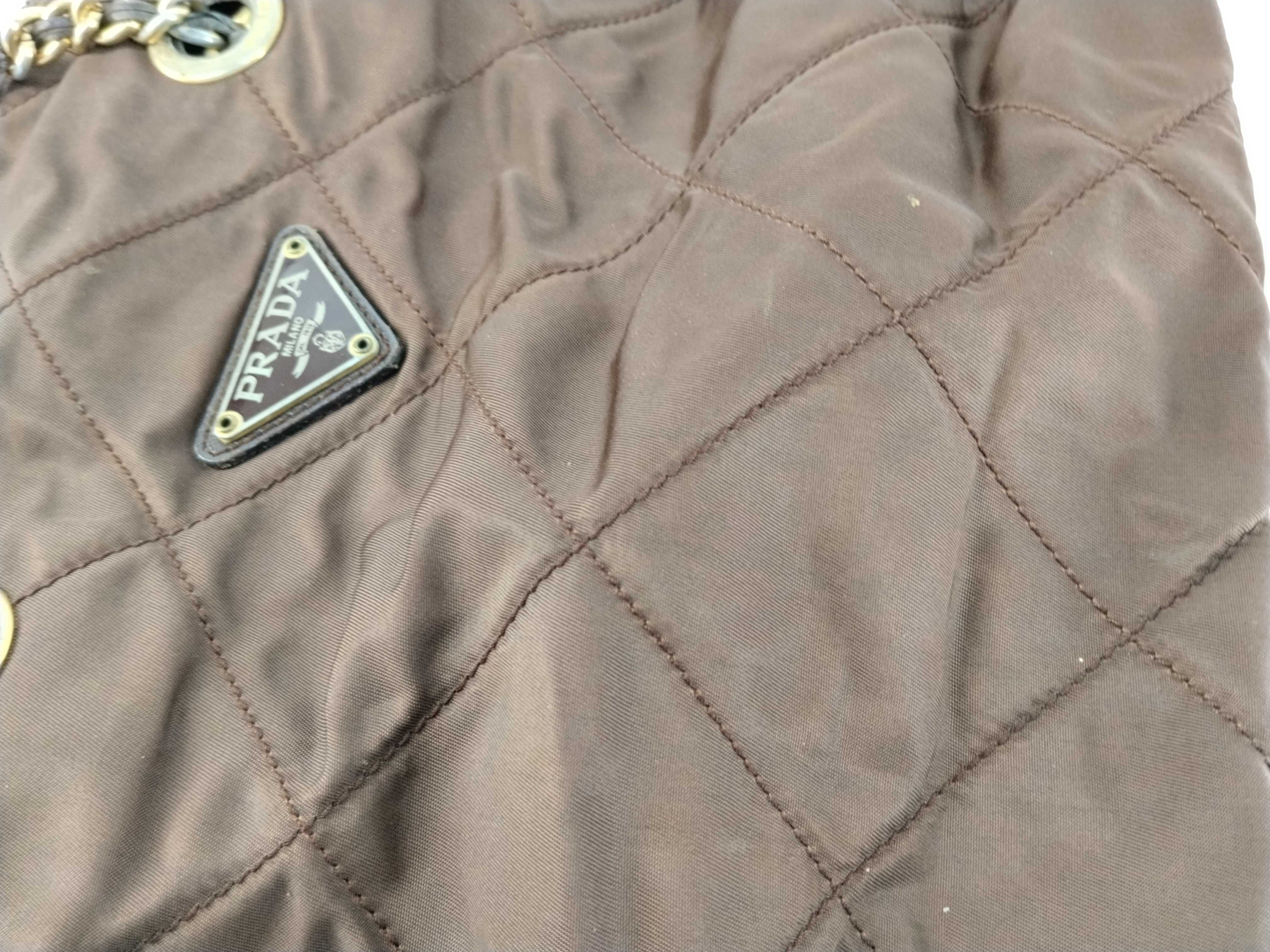 chain shoulder bag, quilted, brown. — view 13