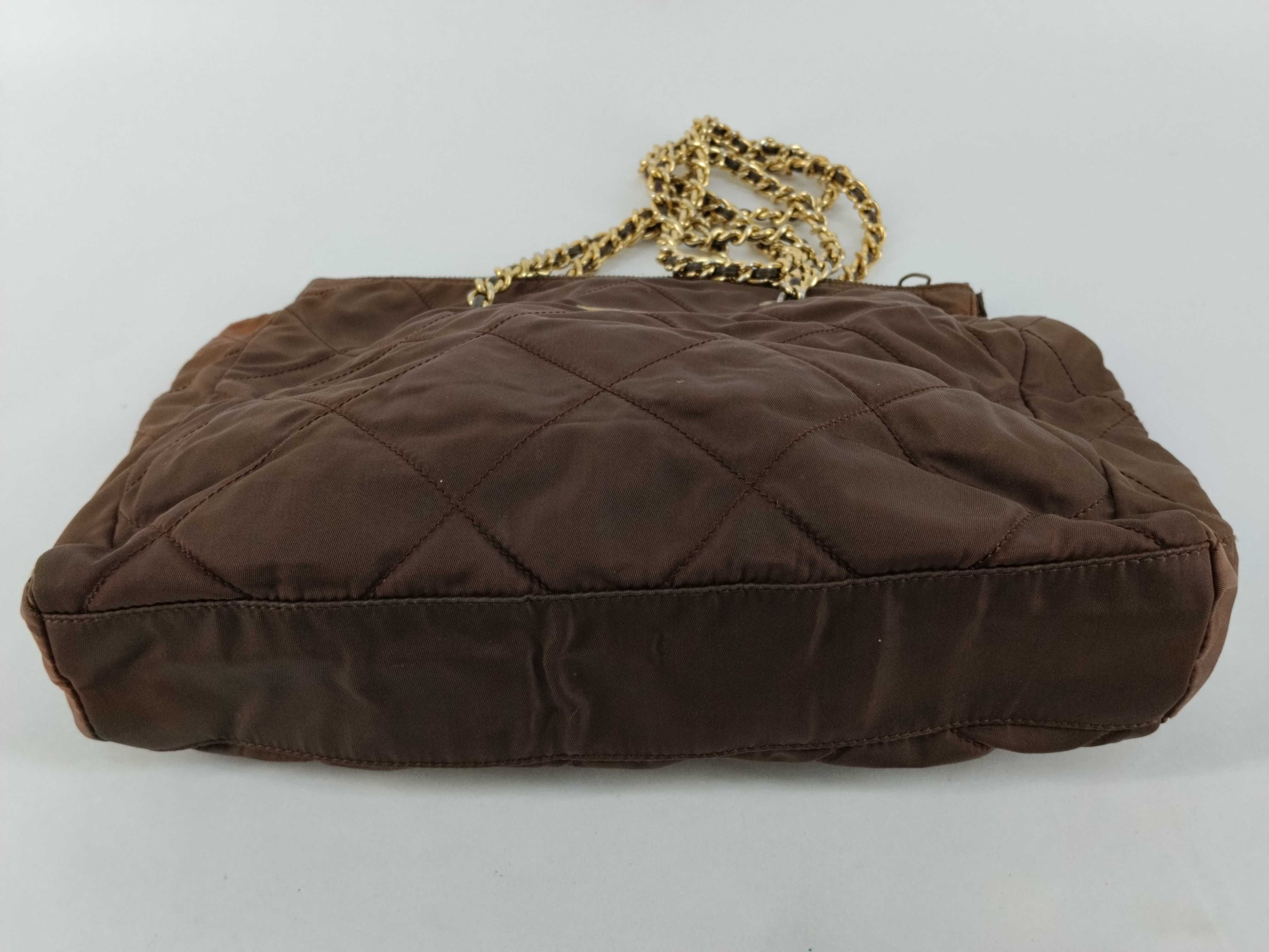 chain shoulder bag, quilted, brown. — view 7