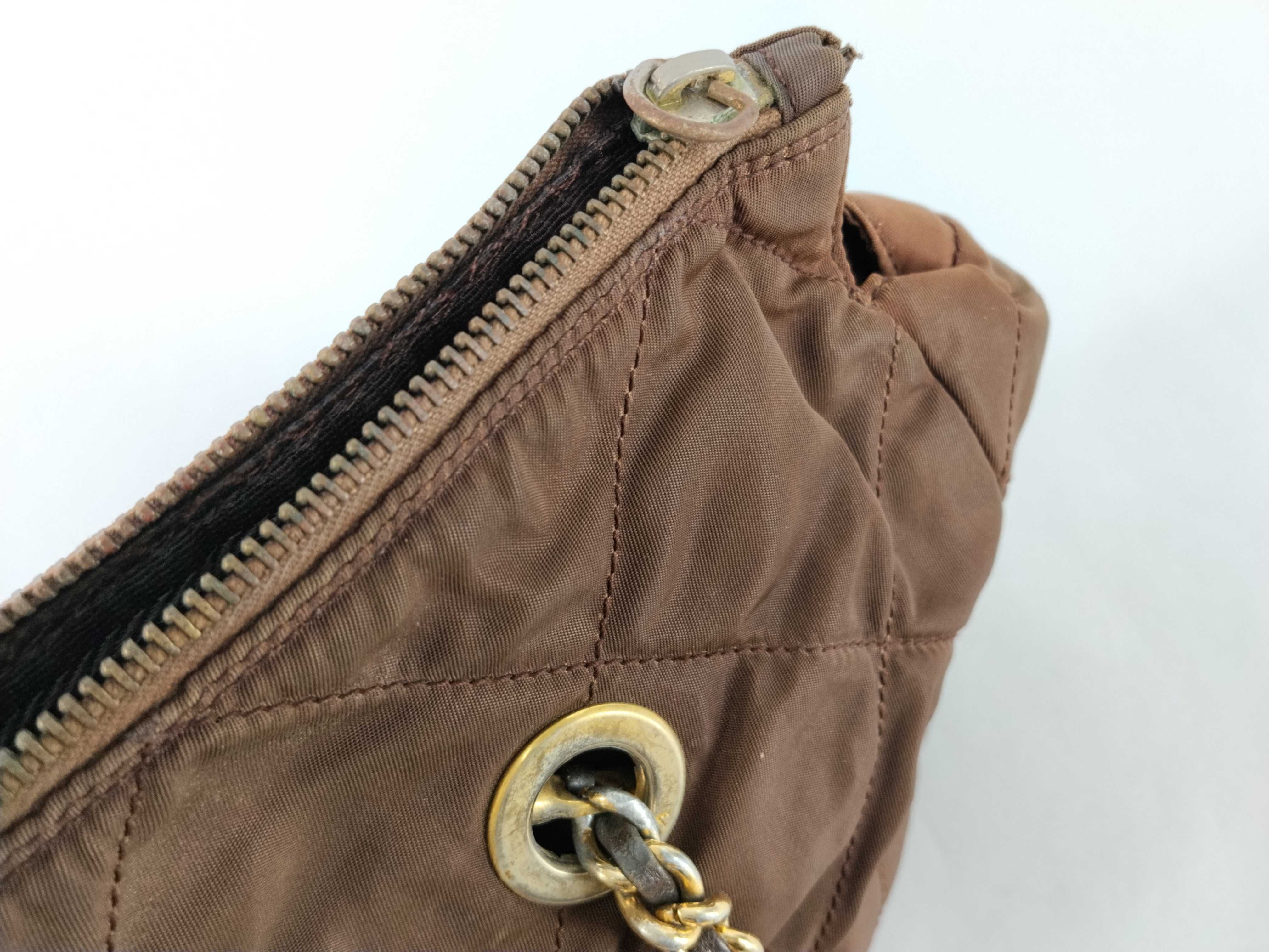 chain shoulder bag, quilted, brown. — view 8