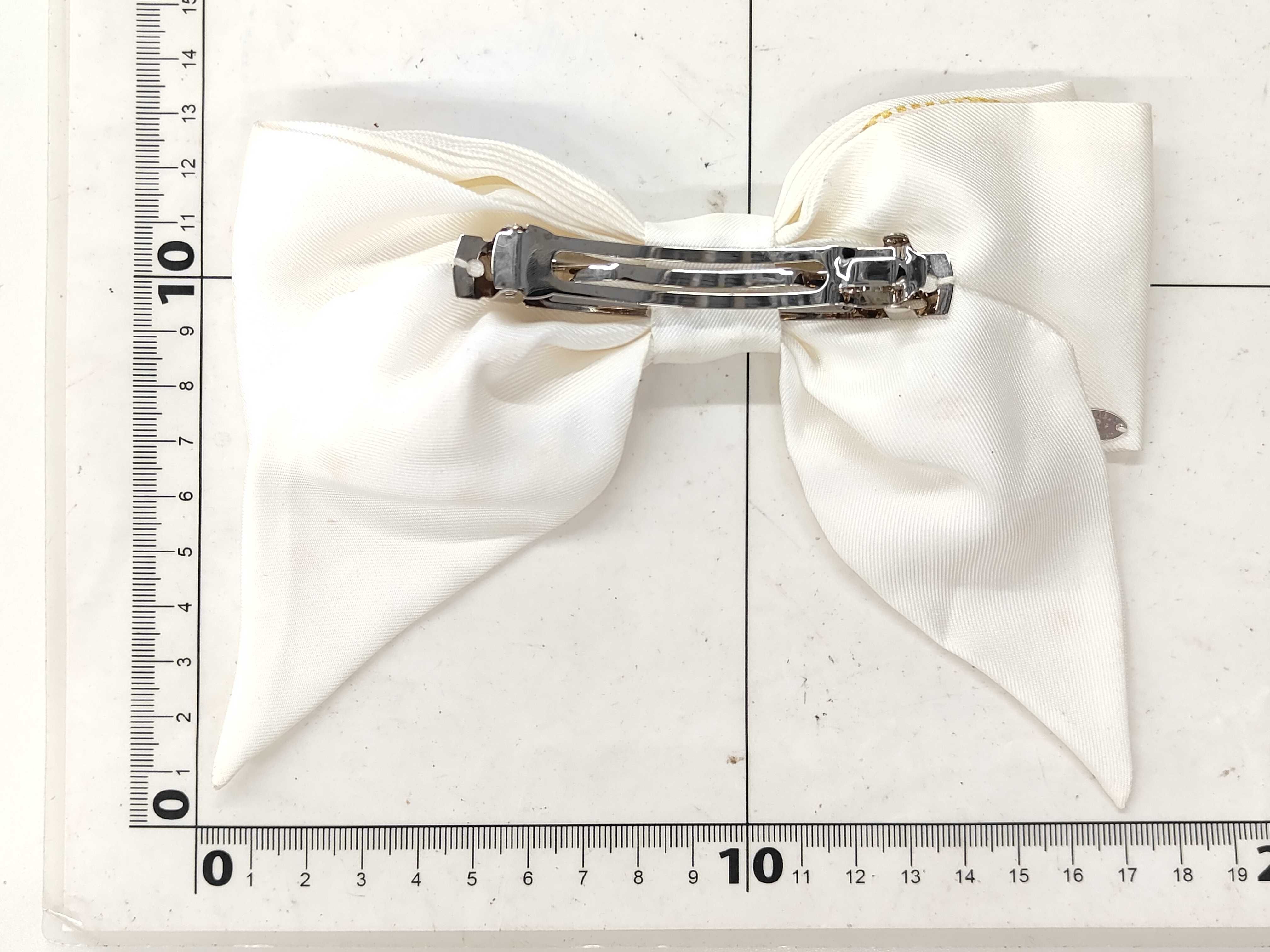 Barrette Ribbon White x Gold Coco Mark 25S Hair Accessory — view 2