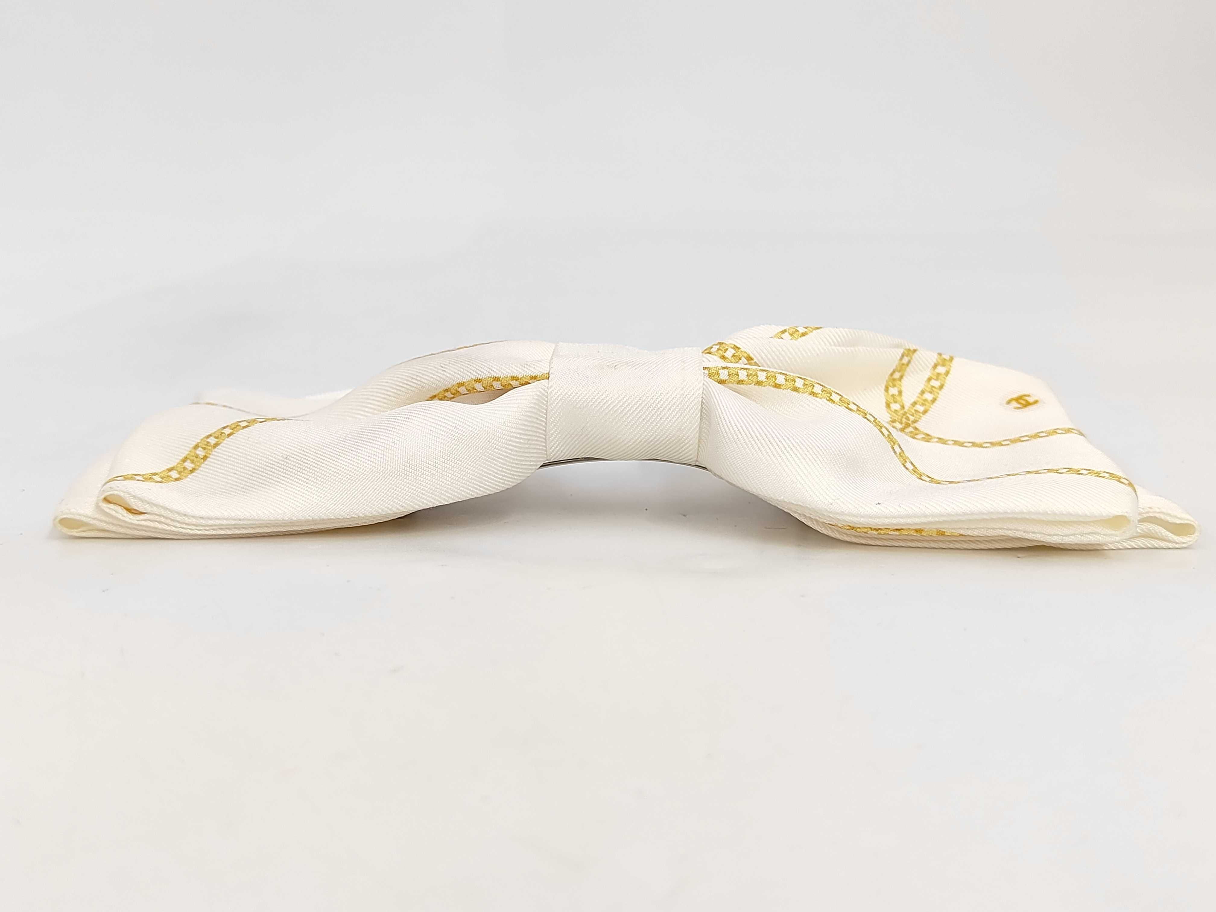 Barrette Ribbon White x Gold Coco Mark 25S Hair Accessory — view 4
