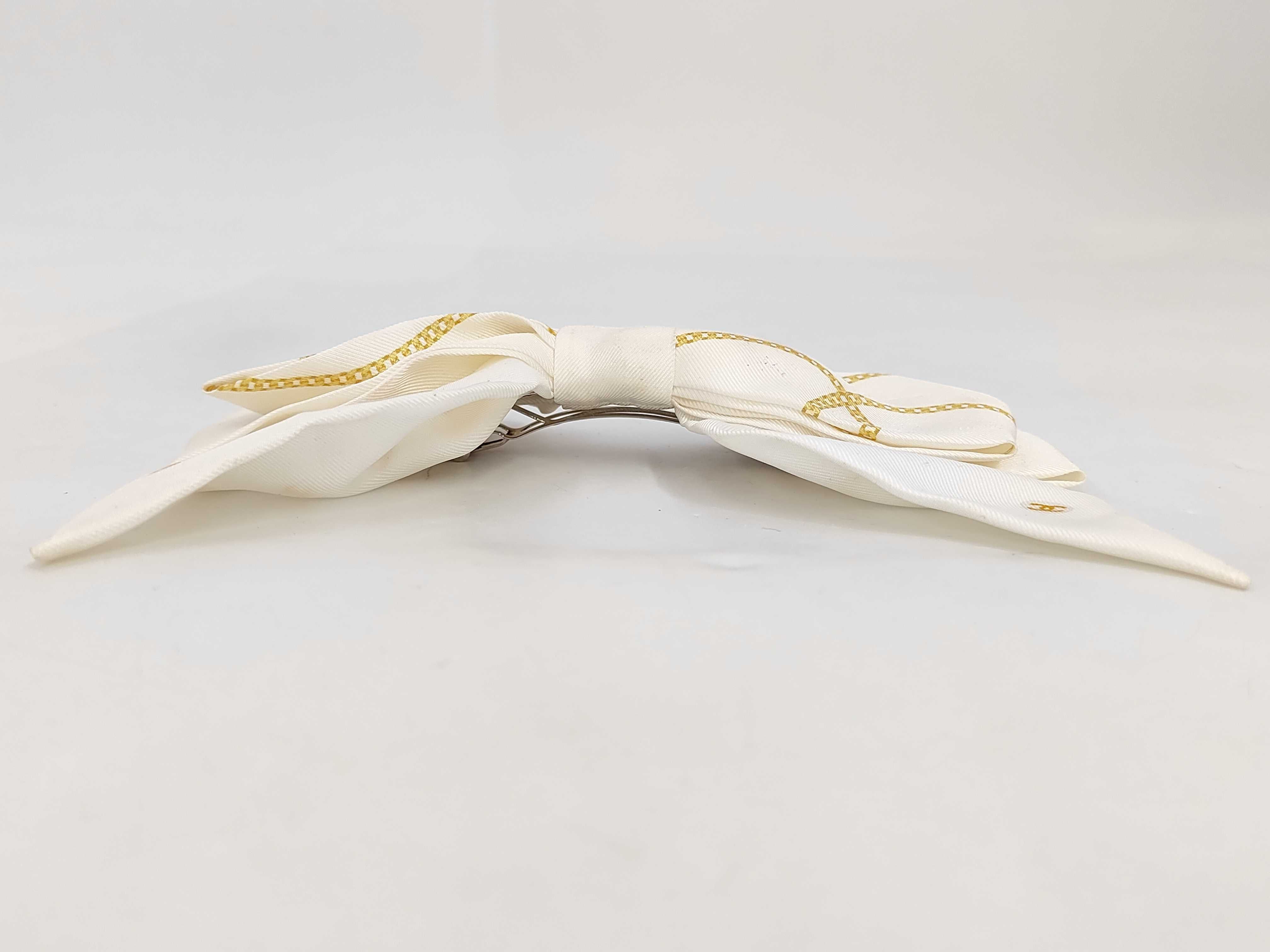 Barrette Ribbon White x Gold Coco Mark 25S Hair Accessory — view 6