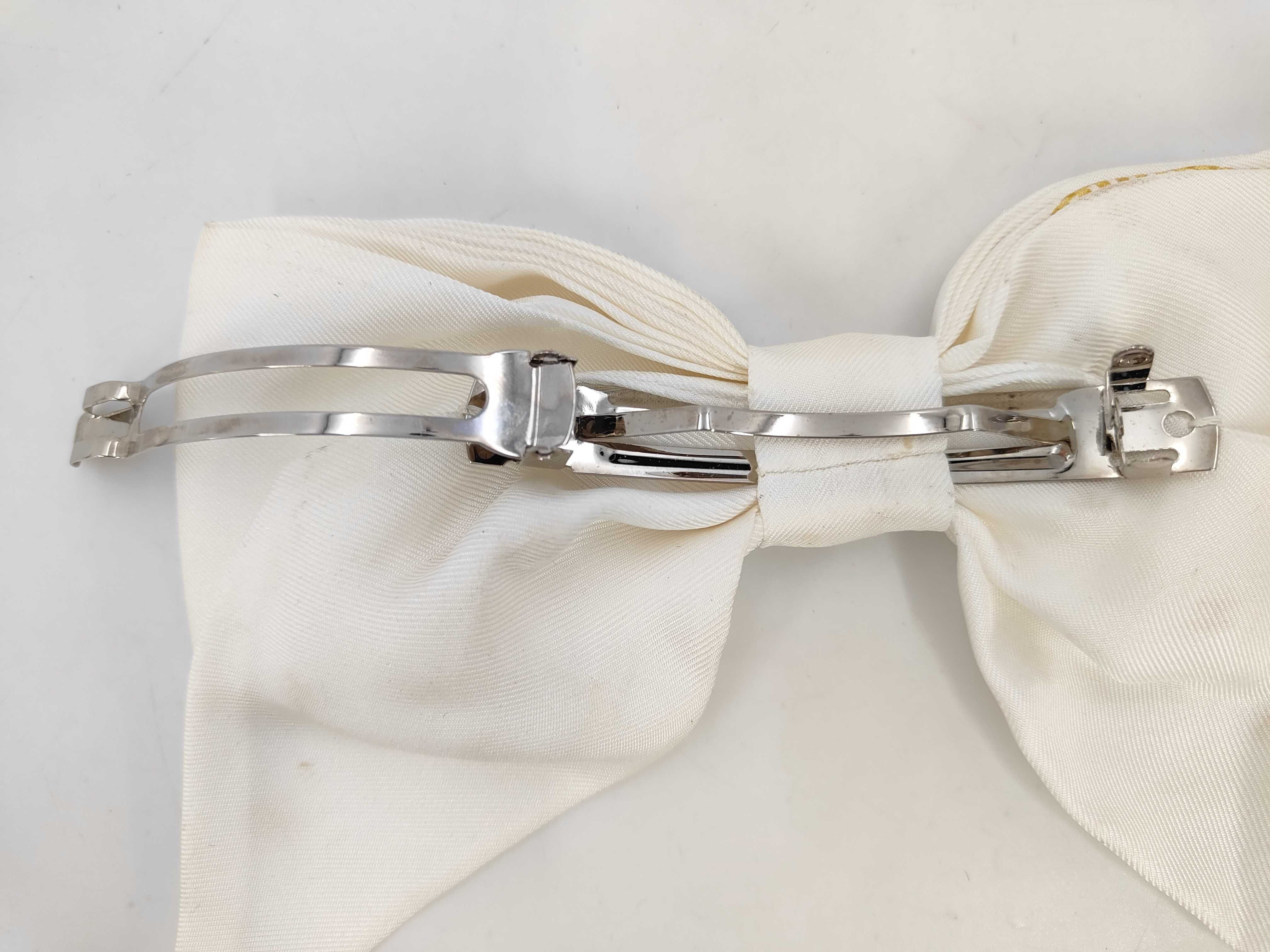 Barrette Ribbon White x Gold Coco Mark 25S Hair Accessory — view 7