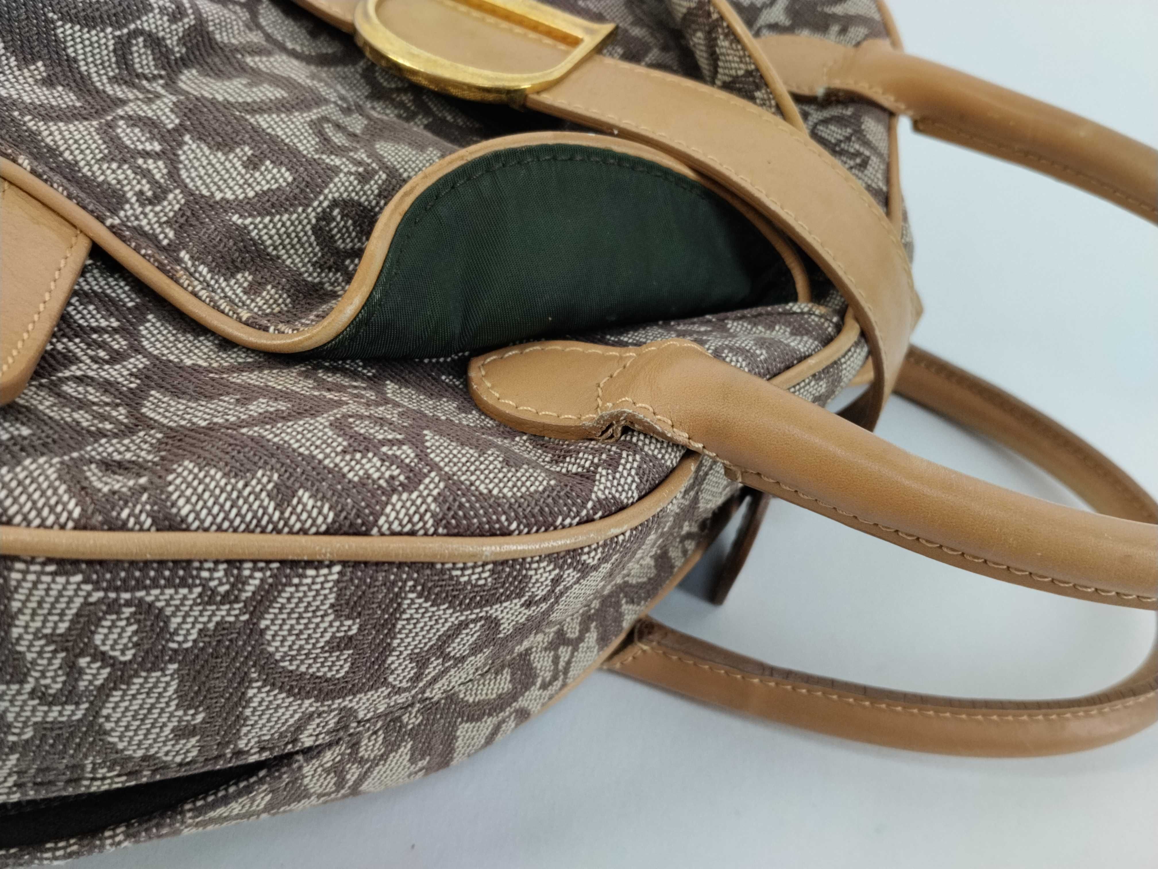 Trotter Double Saddle Canvas Brown Handbag — view 5