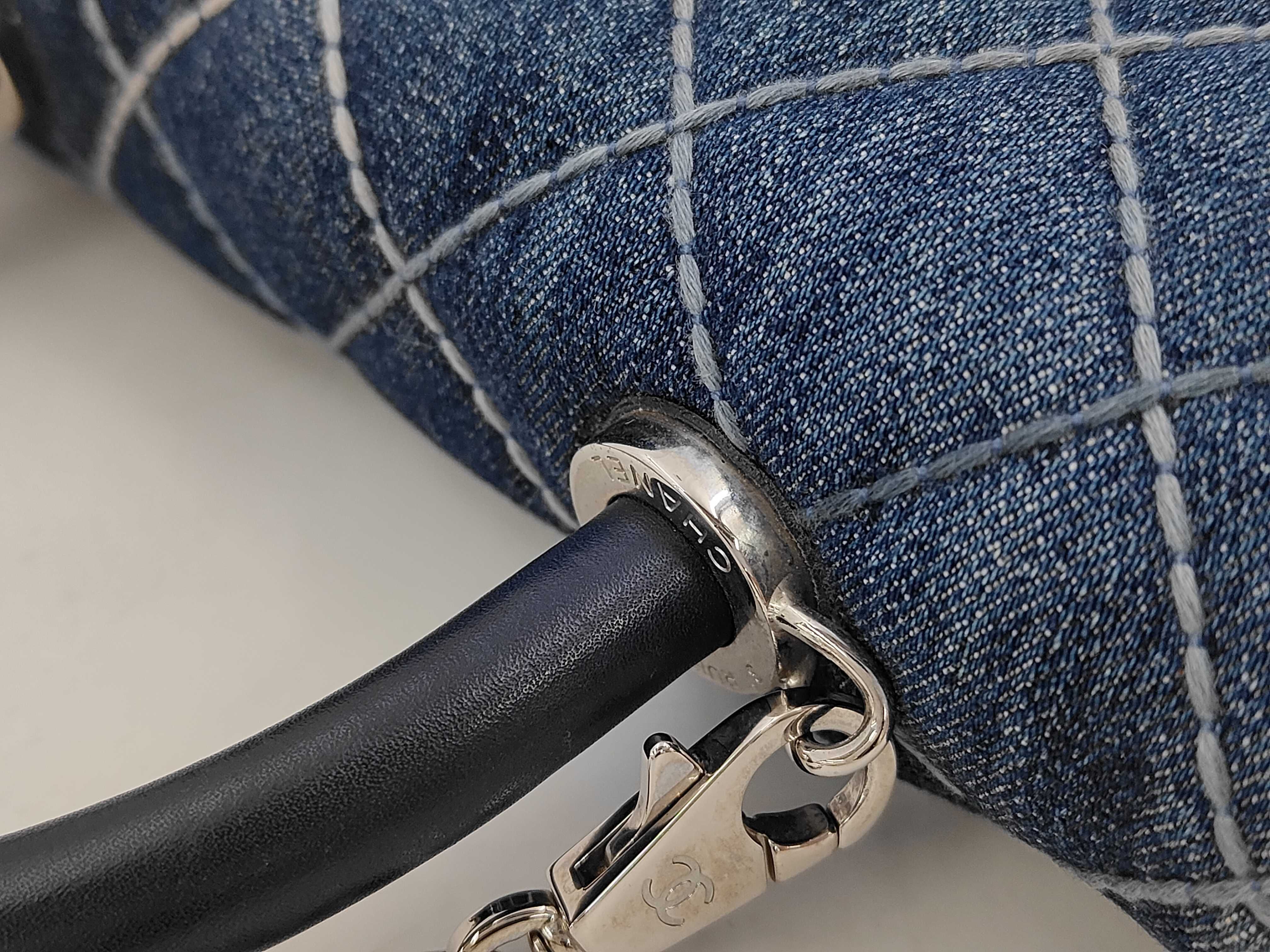 Denim Coco Handle Matelassé Shoulder Bag. Includes dust bag, card, and stickers. Some protective film still present. — view 6