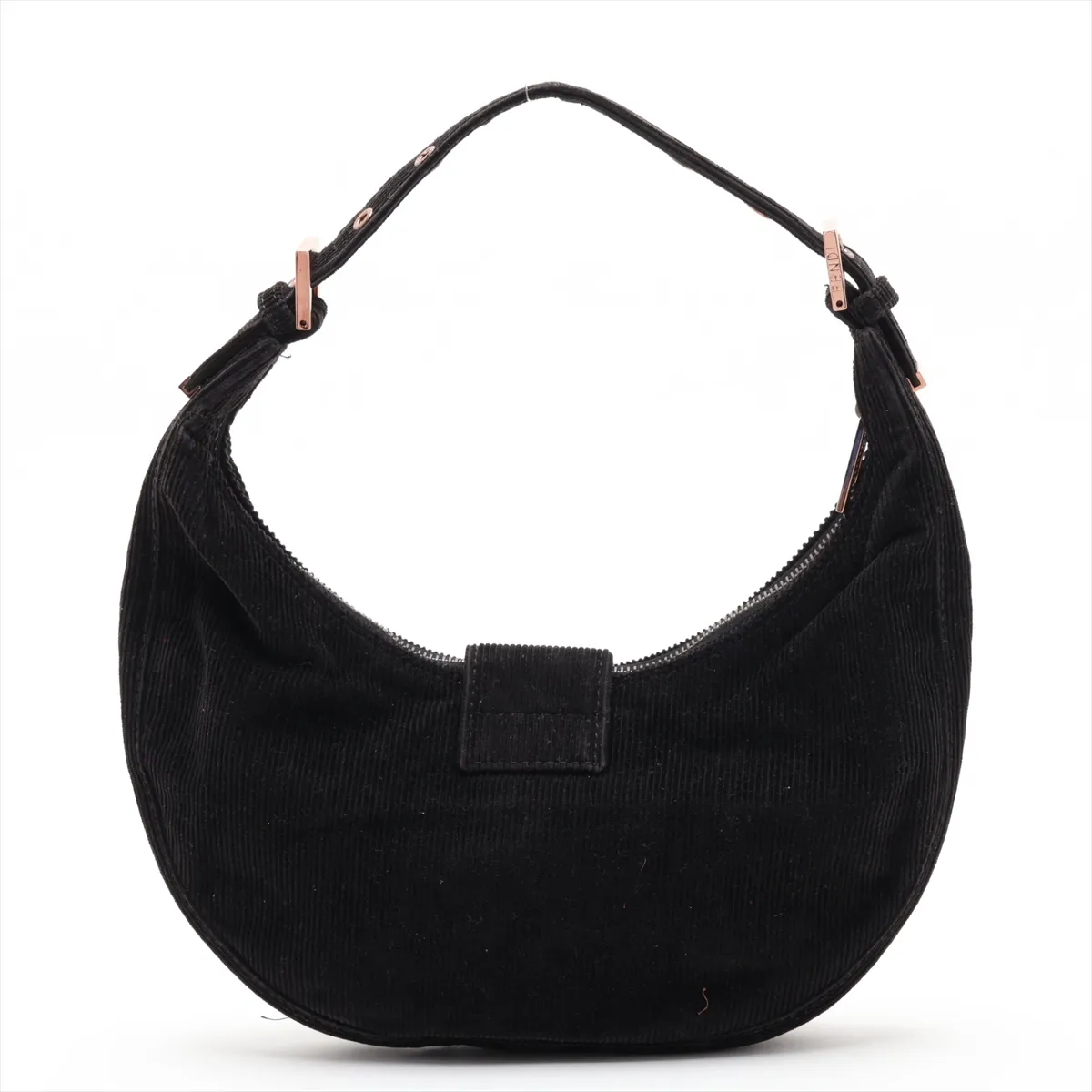 Corduroy x Leather Shoulder Bag, Black, 8BR020 — view 2
