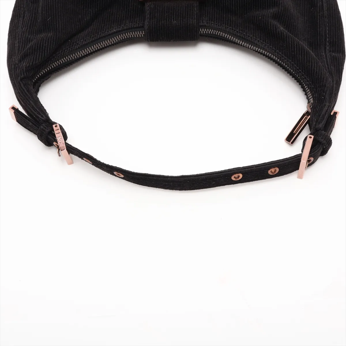 Corduroy x Leather Shoulder Bag, Black, 8BR020 — view 5