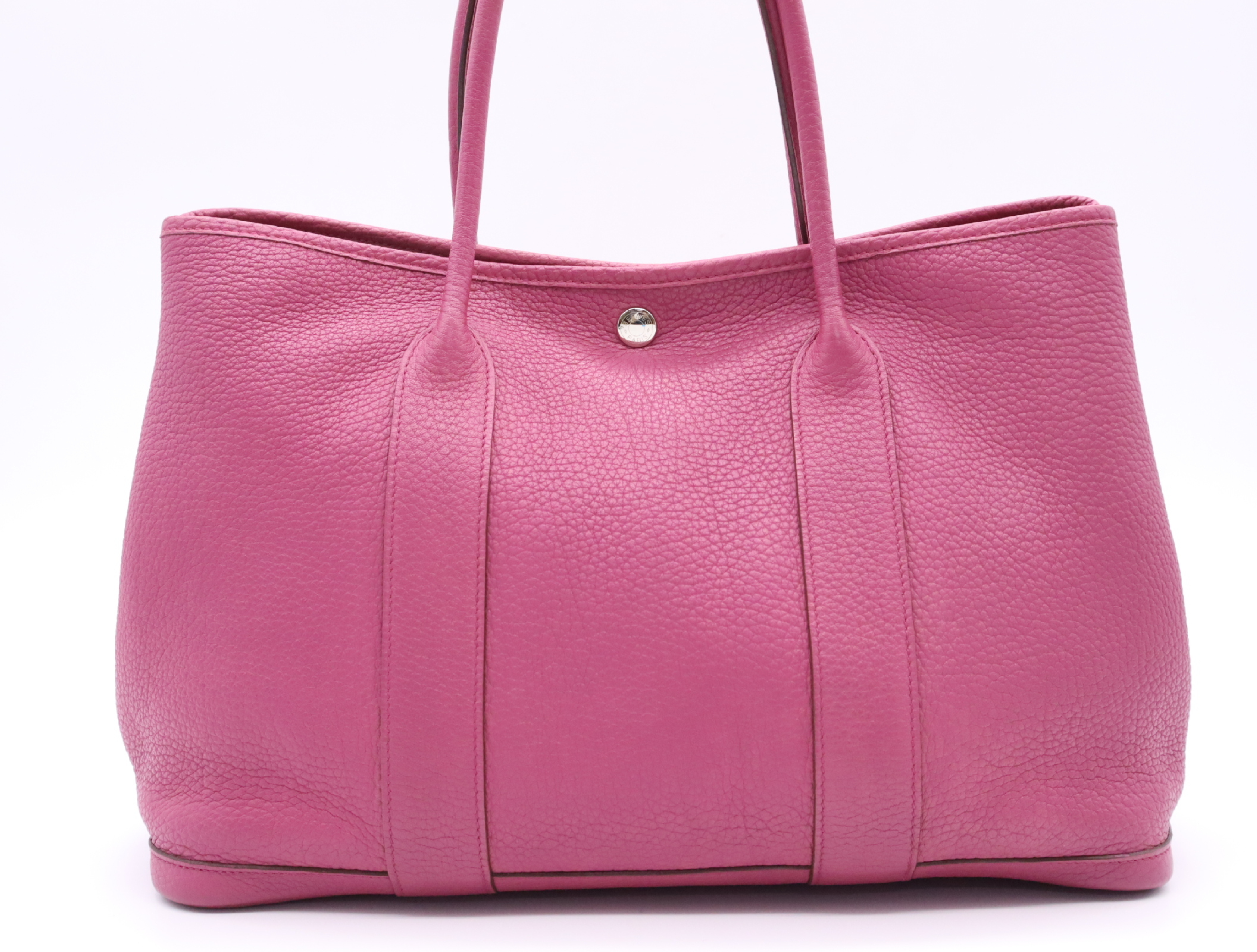 Leather Garden Party PM Tote Bag, Purple, P stamp, 2012. Tote bag. — view 2