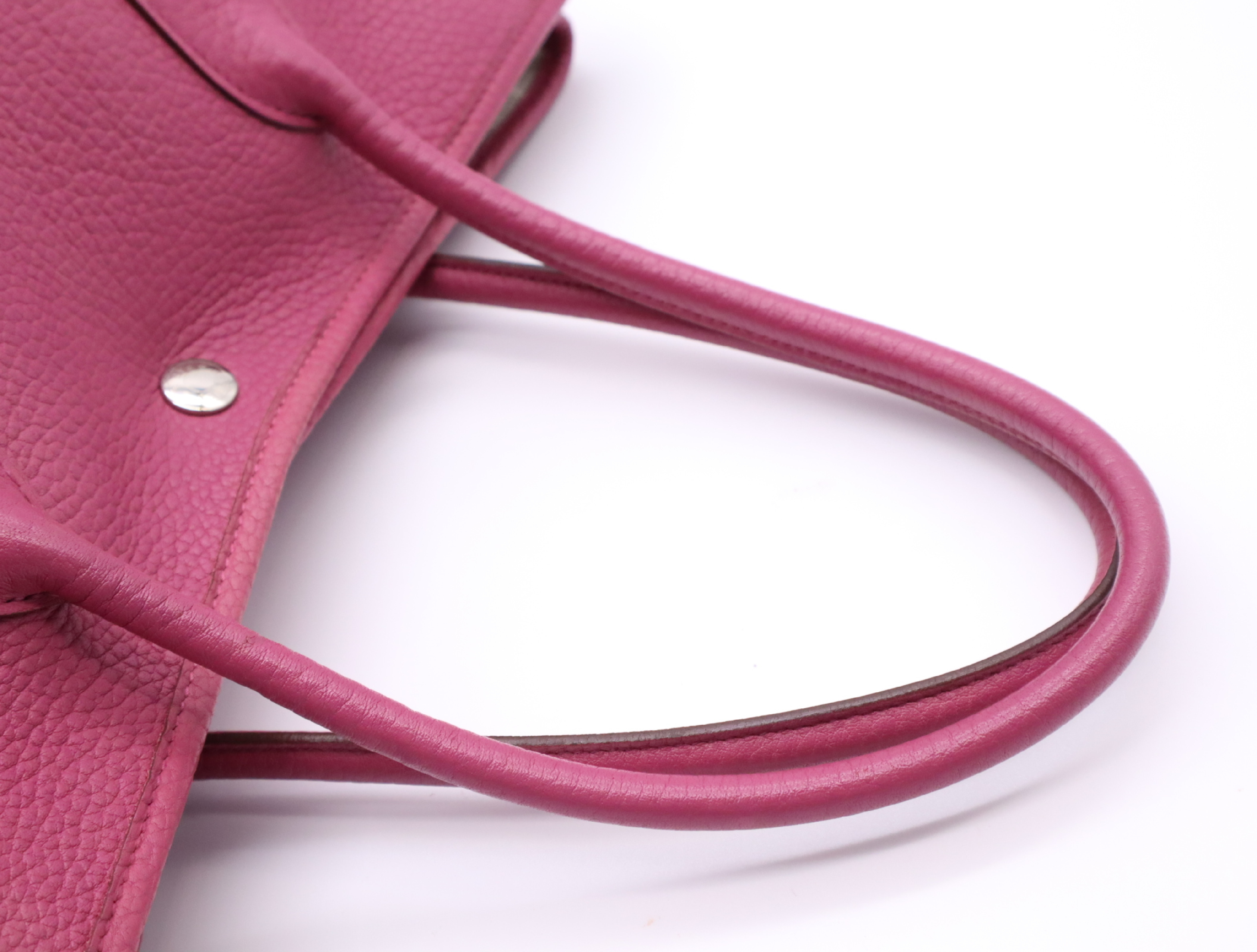 Leather Garden Party PM Tote Bag, Purple, P stamp, 2012. Tote bag. — view 12