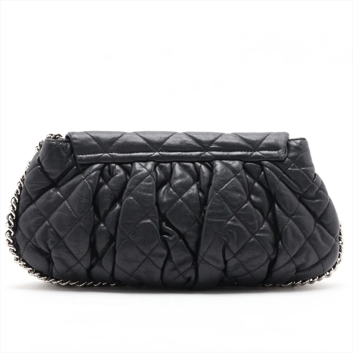 Matelassé Lambskin Chain Shoulder Bag, Chain Around, Black, Silver Hardware, 15673350, Serial Number 15 — view 2