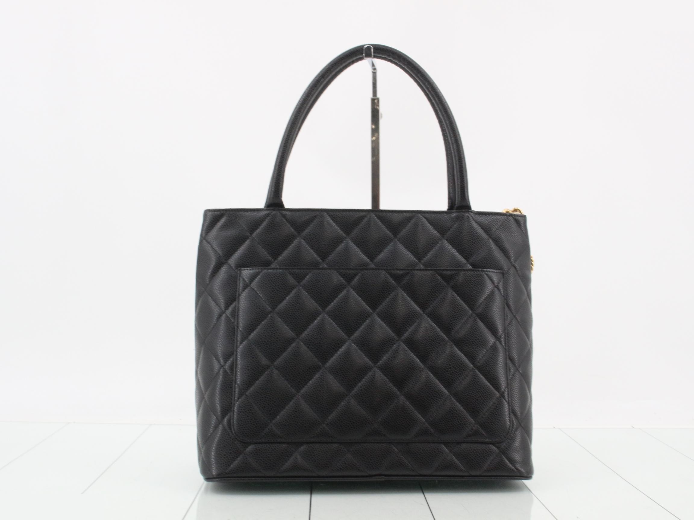 Coco Mark Matelassé Reissue Tote Bag, Caviar Skin — view 2