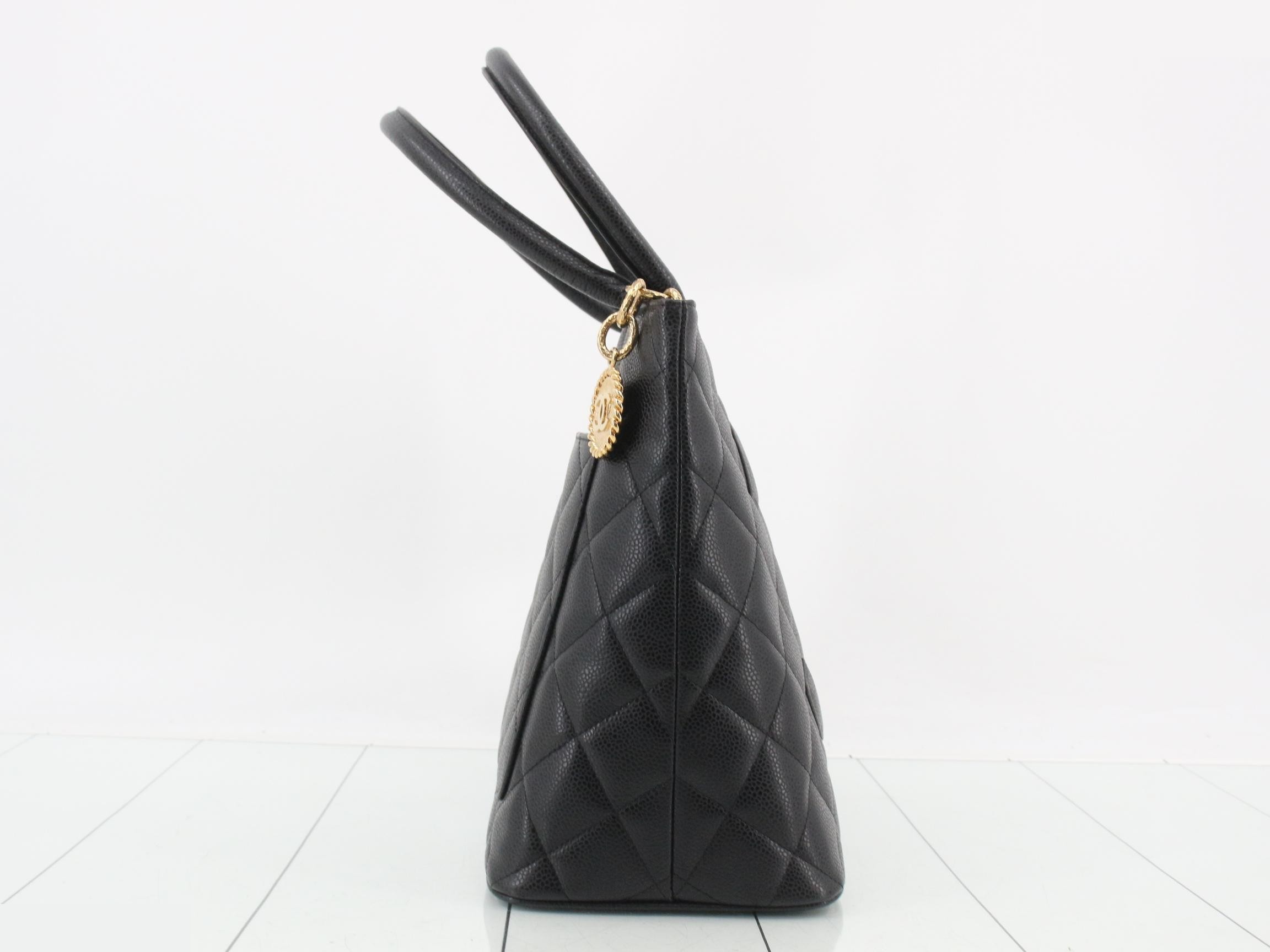 Coco Mark Matelassé Reissue Tote Bag, Caviar Skin — view 4