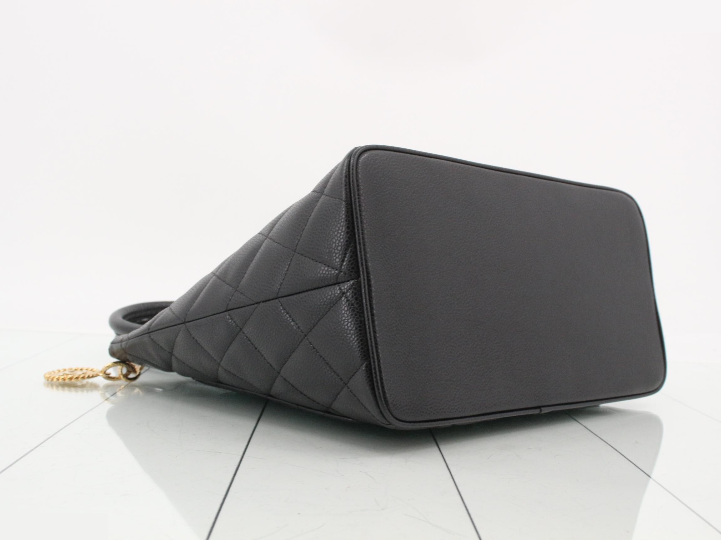 Coco Mark Matelassé Reissue Tote Bag, Caviar Skin — view 5