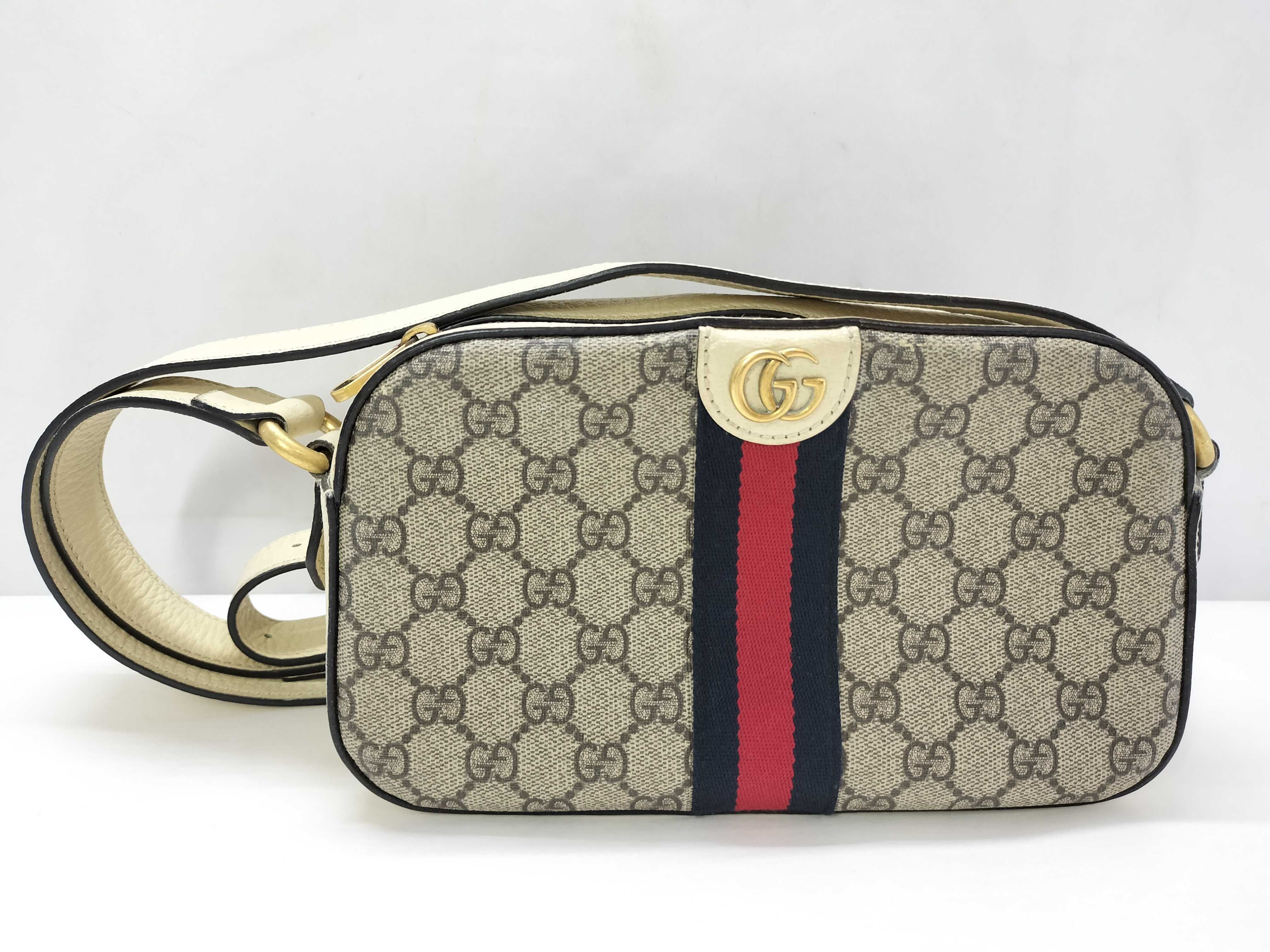 GG Supreme SG-GG Supreme Ophidia PVC x leather Shoulder bag Beige x white 681064 Shoulder bag