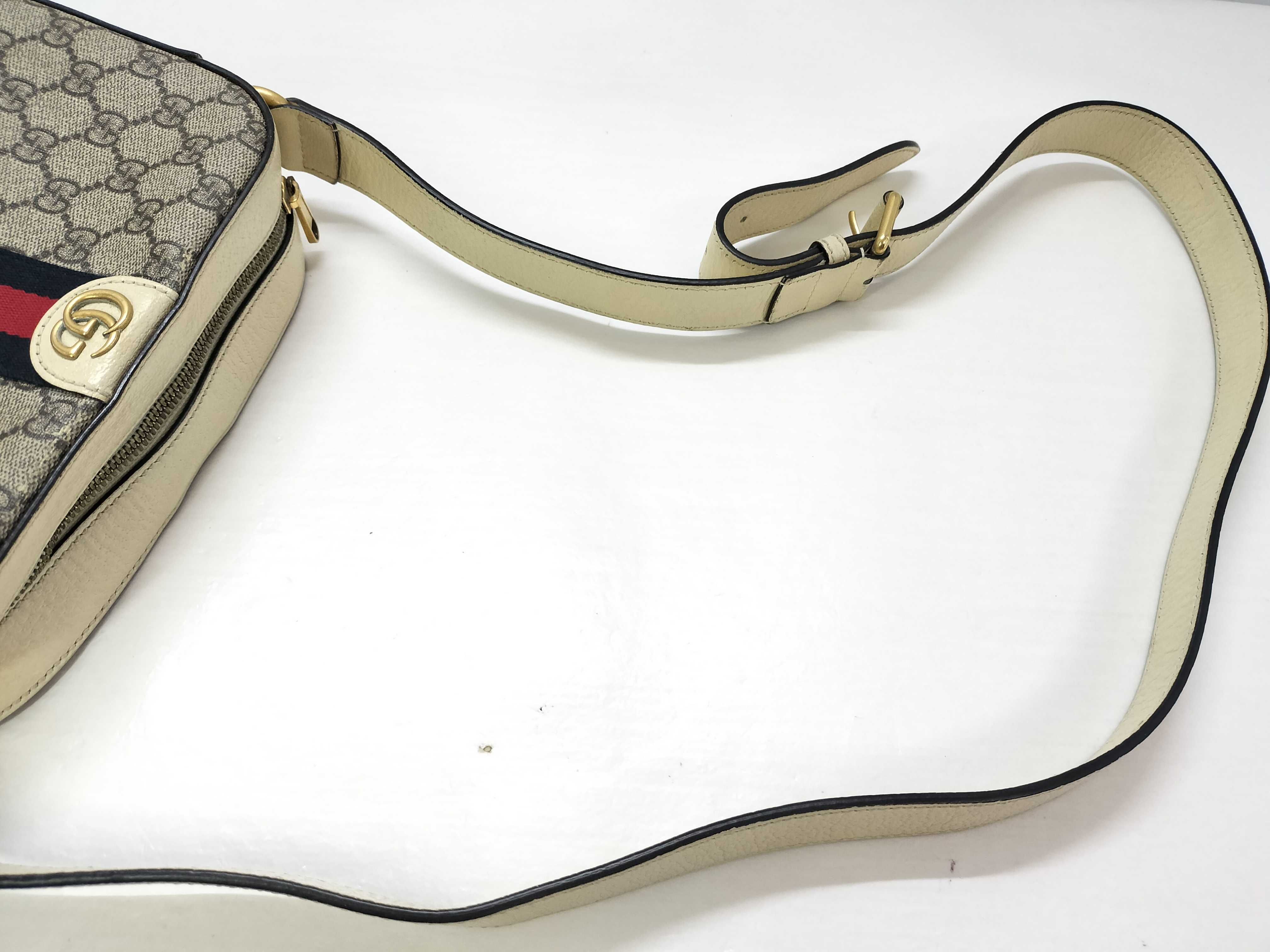 GG Supreme SG-GG Supreme Ophidia PVC x leather Shoulder bag Beige x white 681064 Shoulder bag — view 3