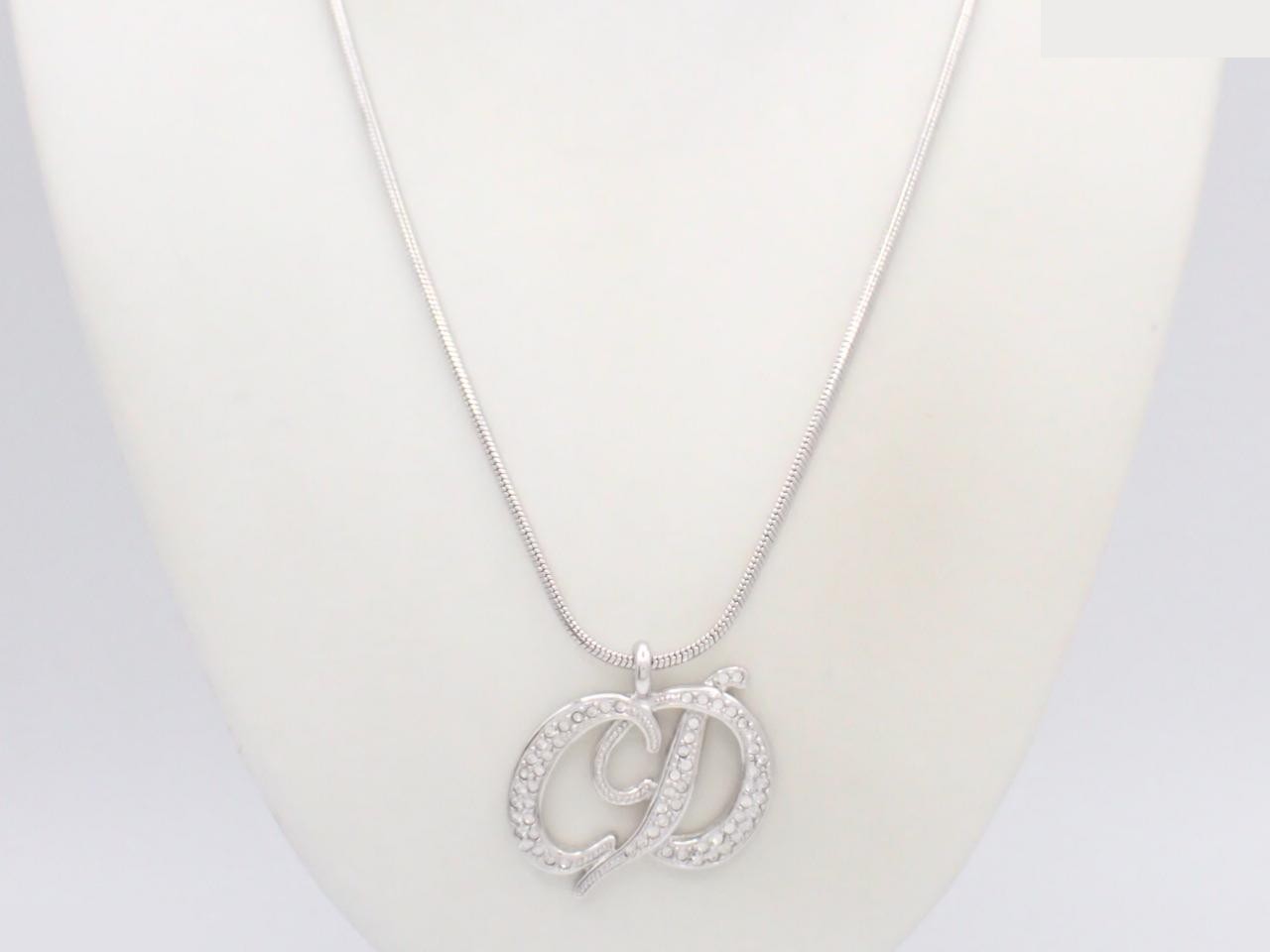 CD Big Logo Rhinestone Necklace, Neck Circumference Approx. 60cm — view 3