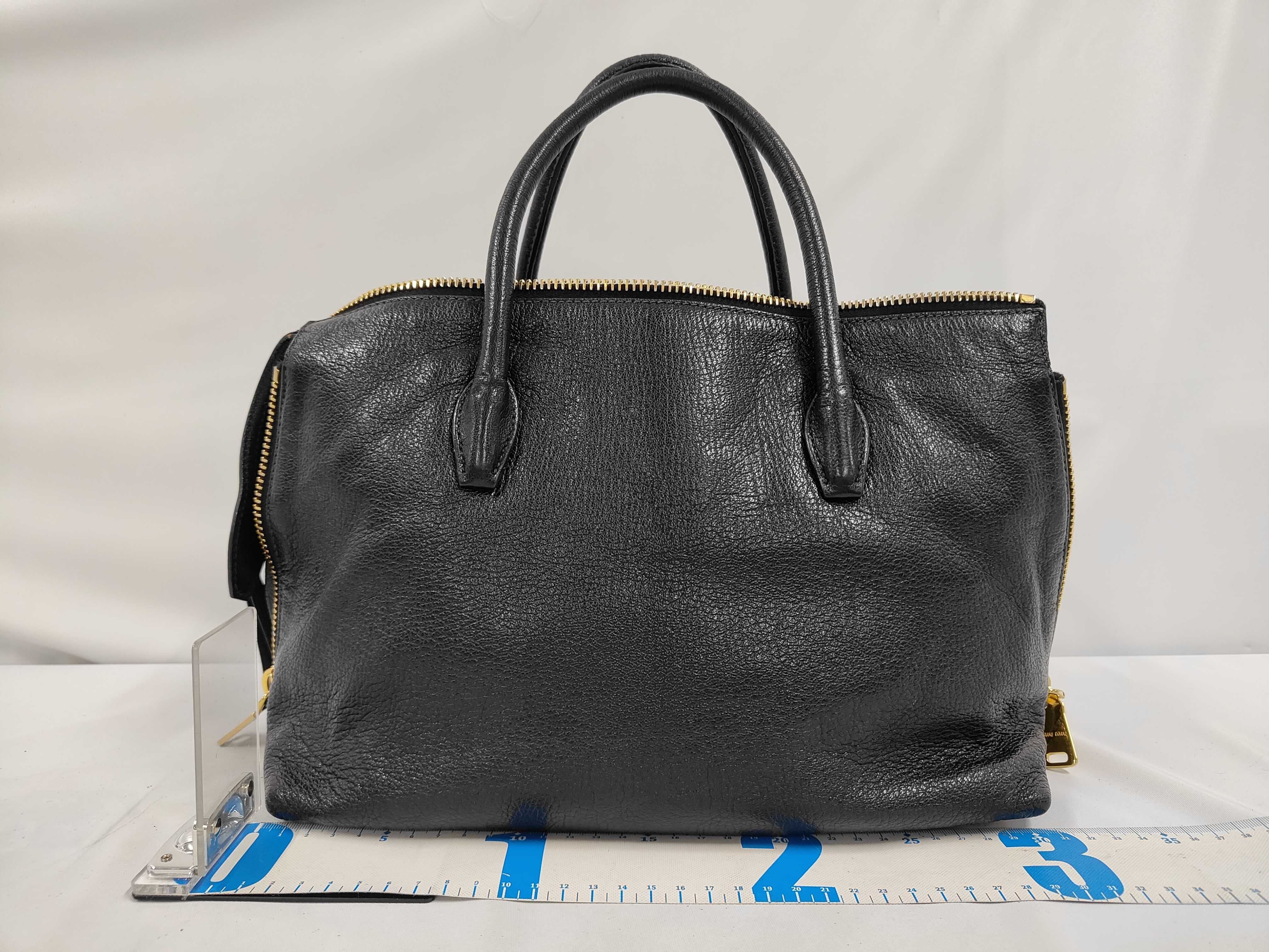 RN1016 Logo Madras 2-way Shoulder Bag Tote Leather Black Shoulder Bag — view 2