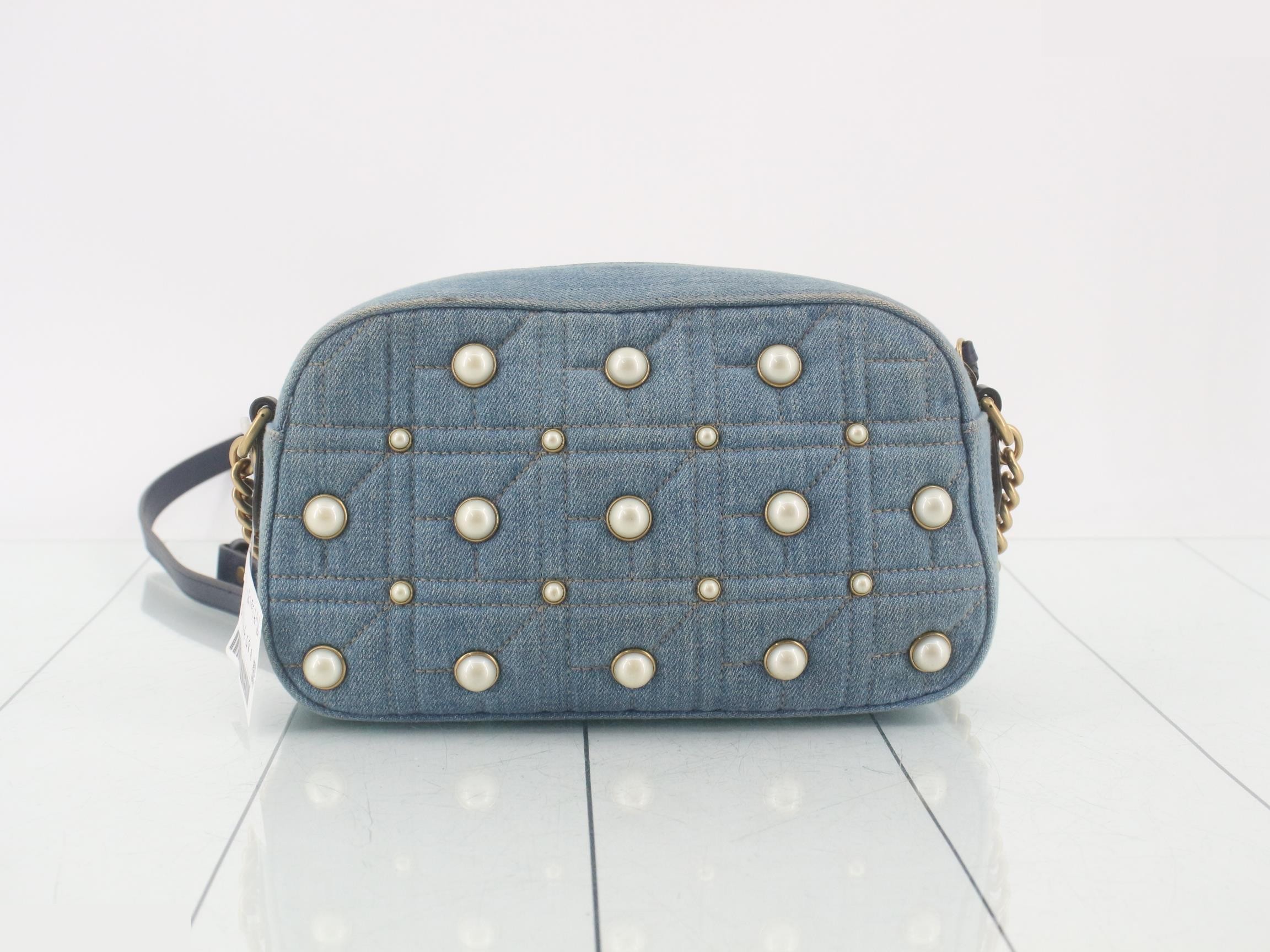 GG Marmont Denim Chain Shoulder Bag — view 2