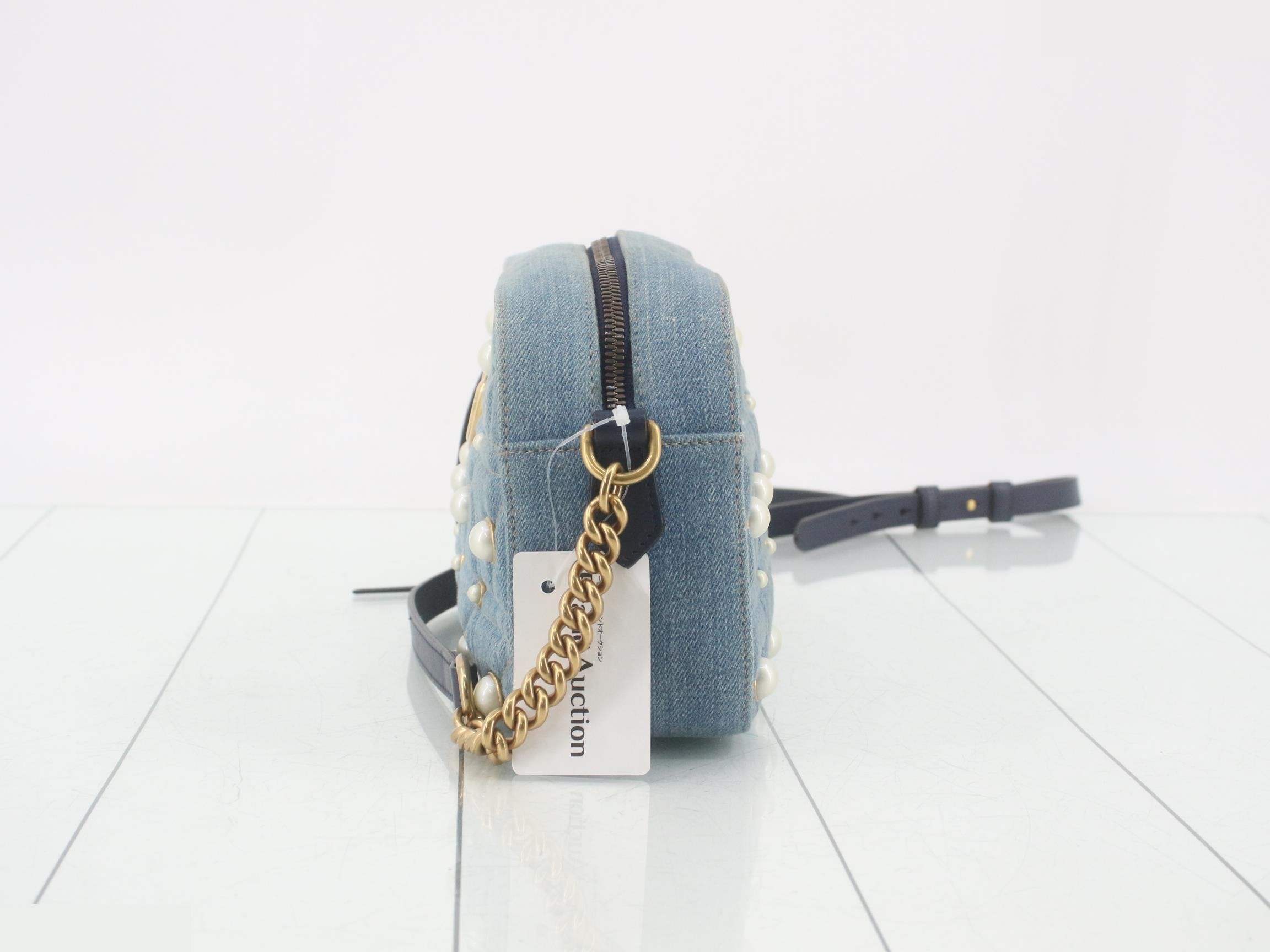 GG Marmont Denim Chain Shoulder Bag — view 3