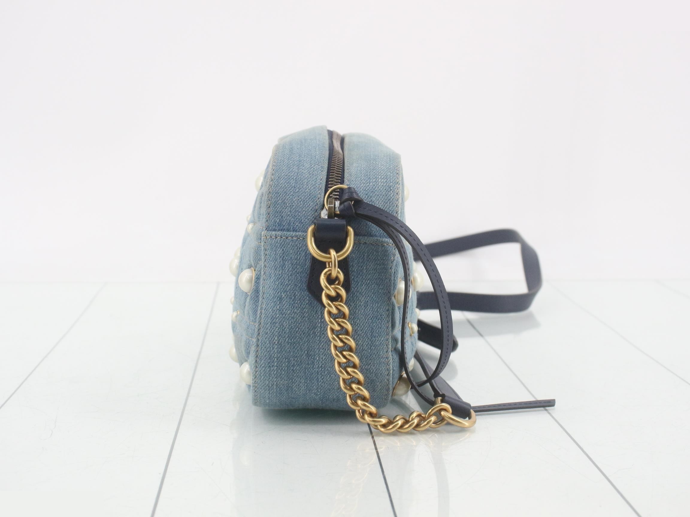 GG Marmont Denim Chain Shoulder Bag — view 4