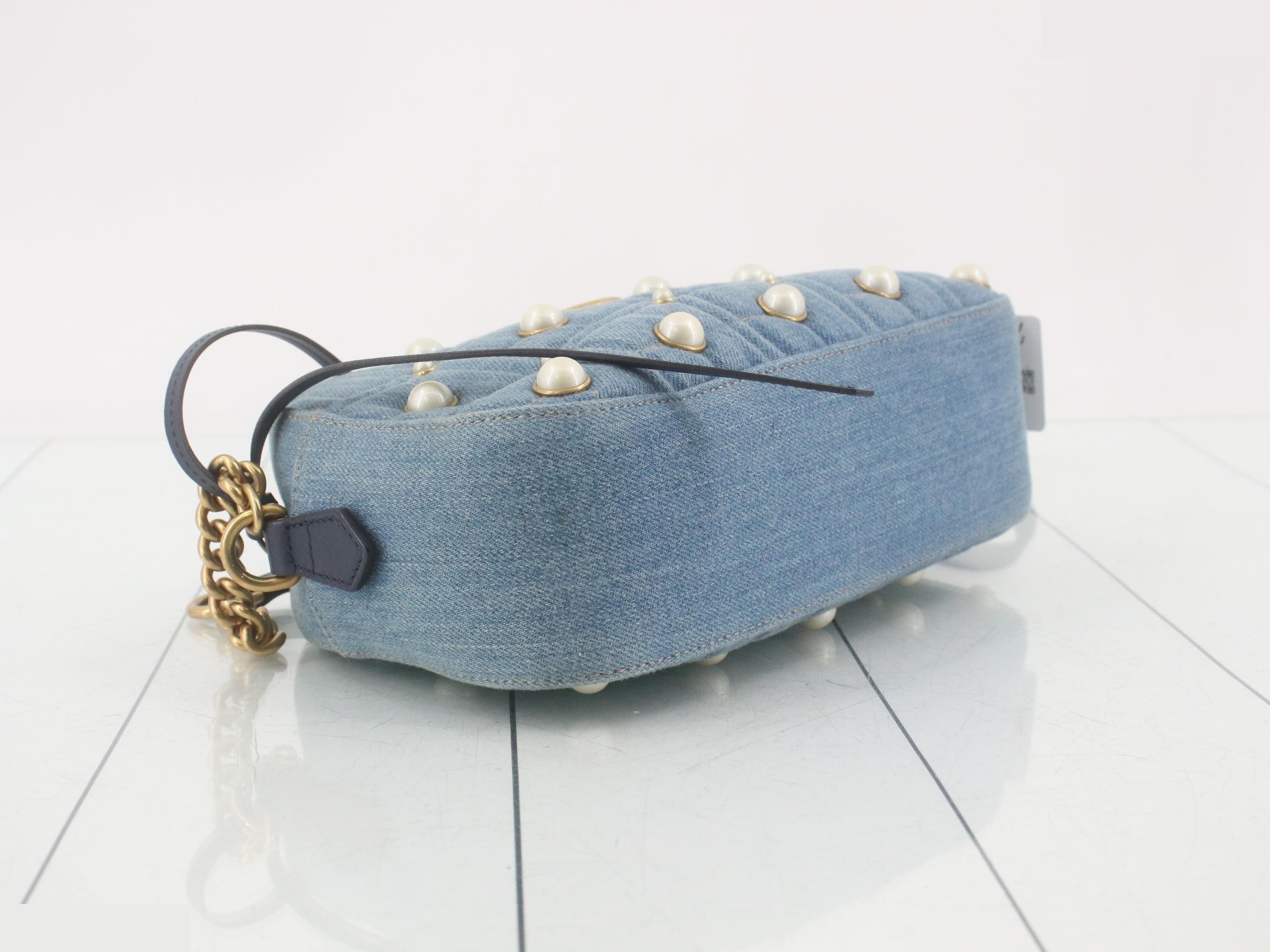 GG Marmont Denim Chain Shoulder Bag — view 5