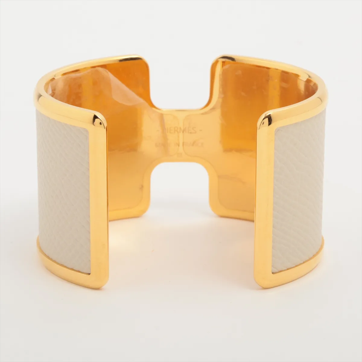 Olympe Bangle T3 GP x Leather Gold x Ivory. Shows signs of wear including — view 2
