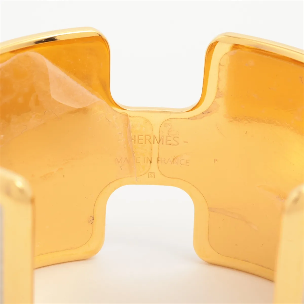 Olympe Bangle T3 GP x Leather Gold x Ivory. Shows signs of wear including — view 4