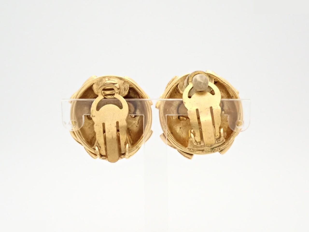 Round rhinestone gold earrings — view 2