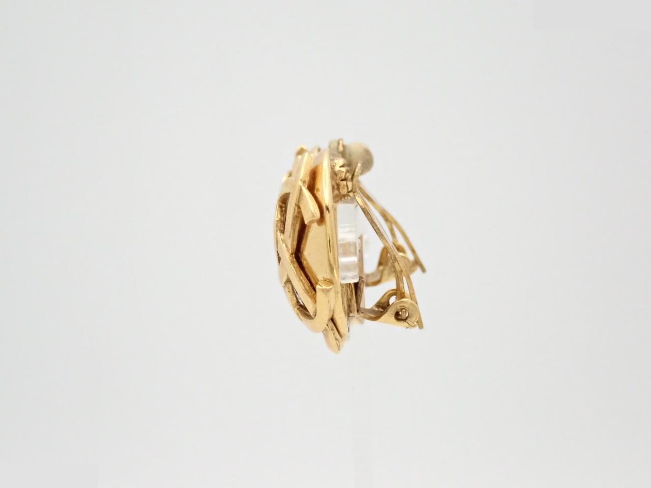 Round rhinestone gold earrings — view 3