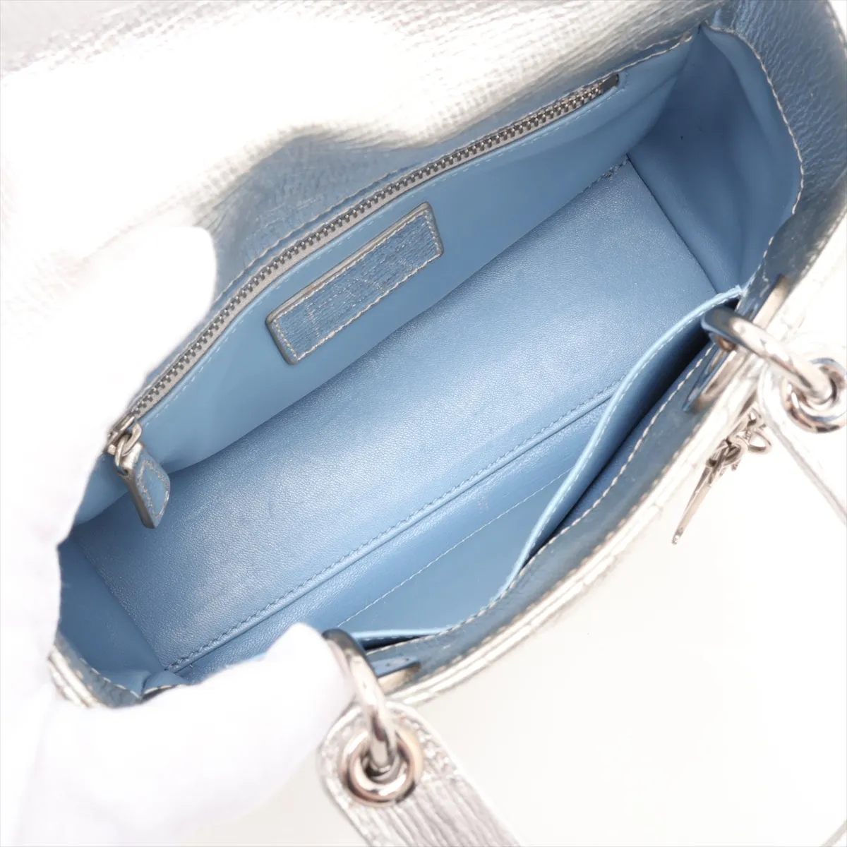 Cannage My Lady Dior Leather 2-Way Handbag with Silver Charm — view 8