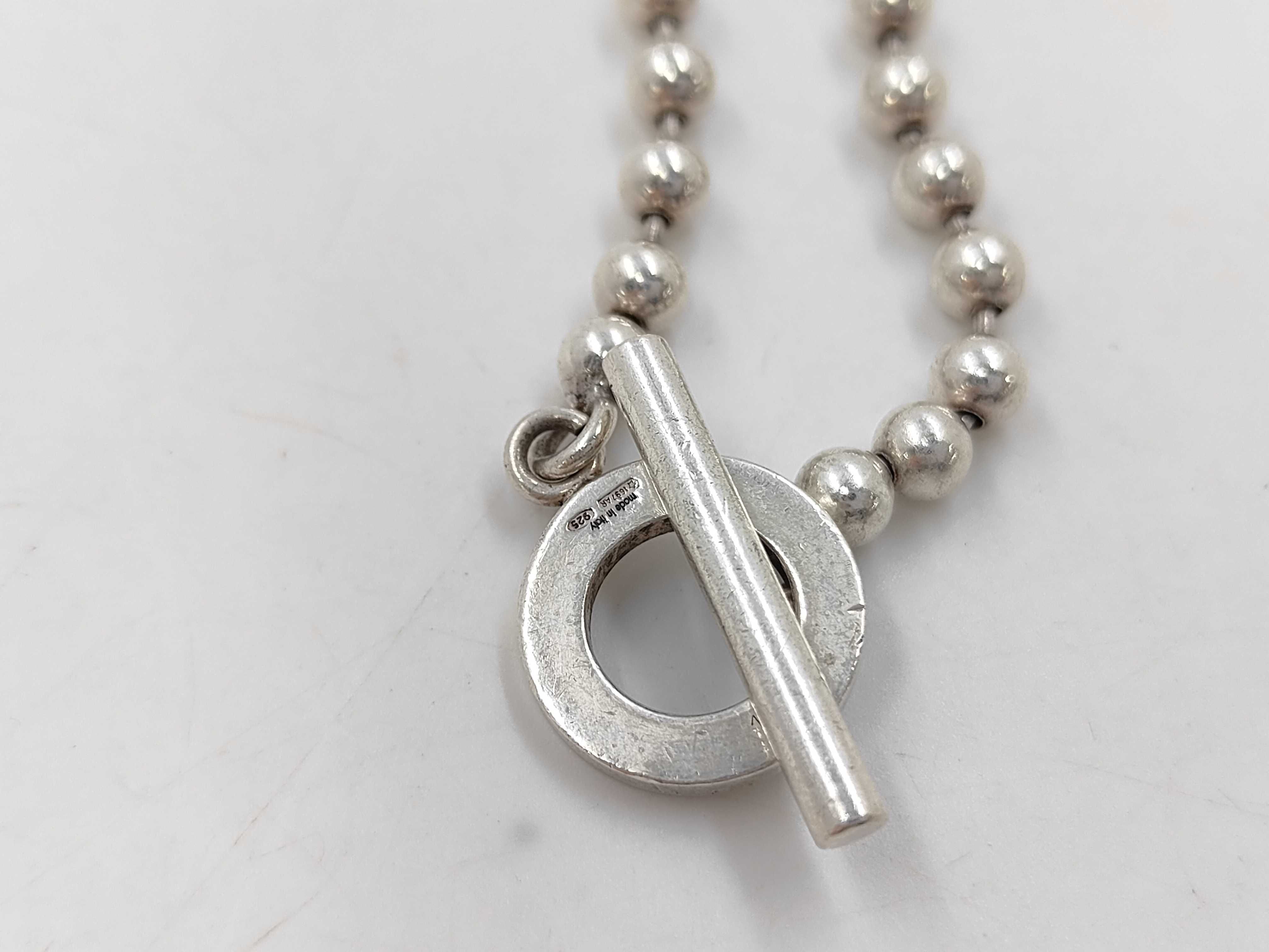 Ball Chain Logo Sterling Silver 925 Bracelet (Bracelet/Bangle) — view 2