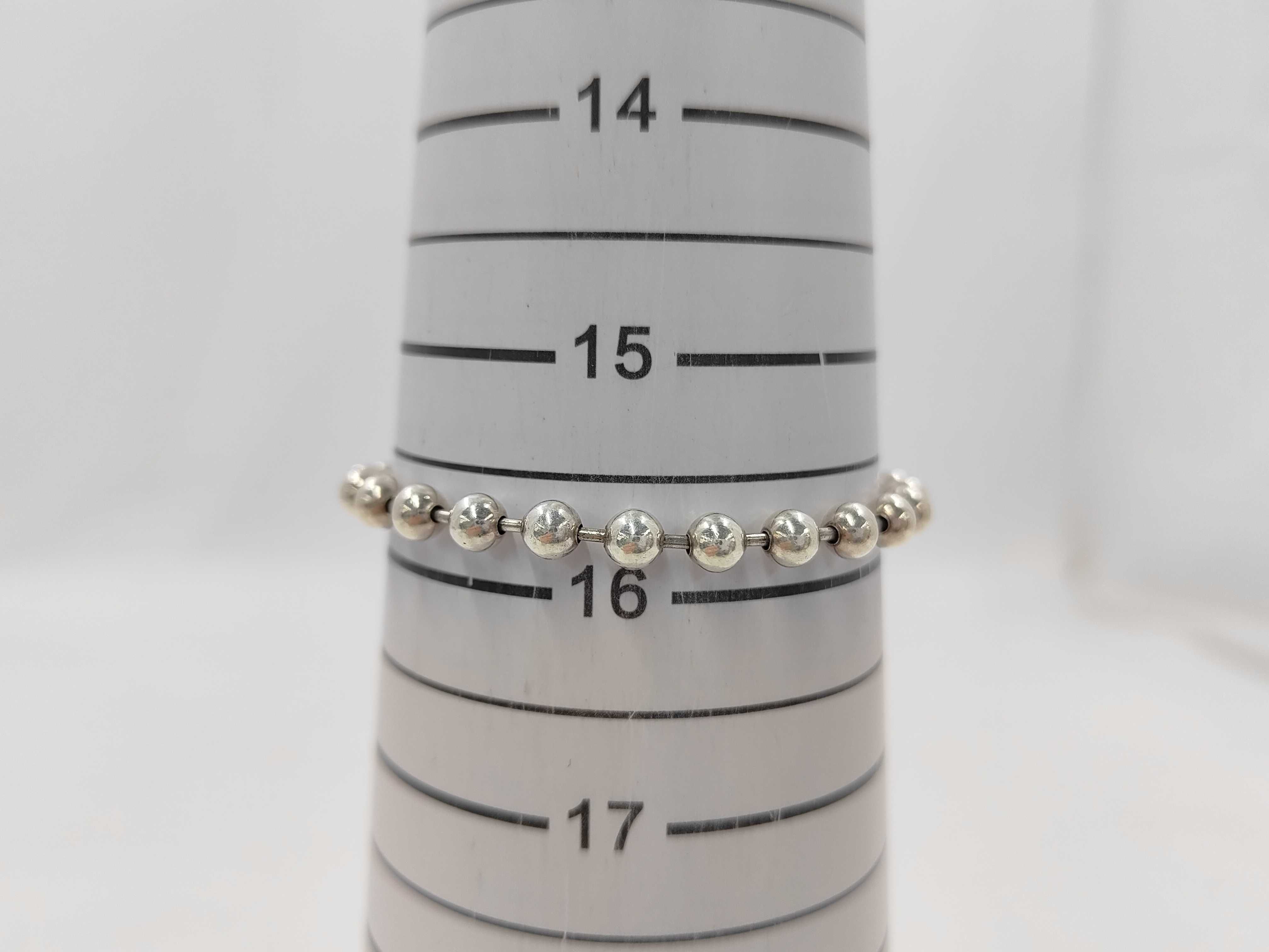 Ball Chain Logo Sterling Silver 925 Bracelet (Bracelet/Bangle) — view 4