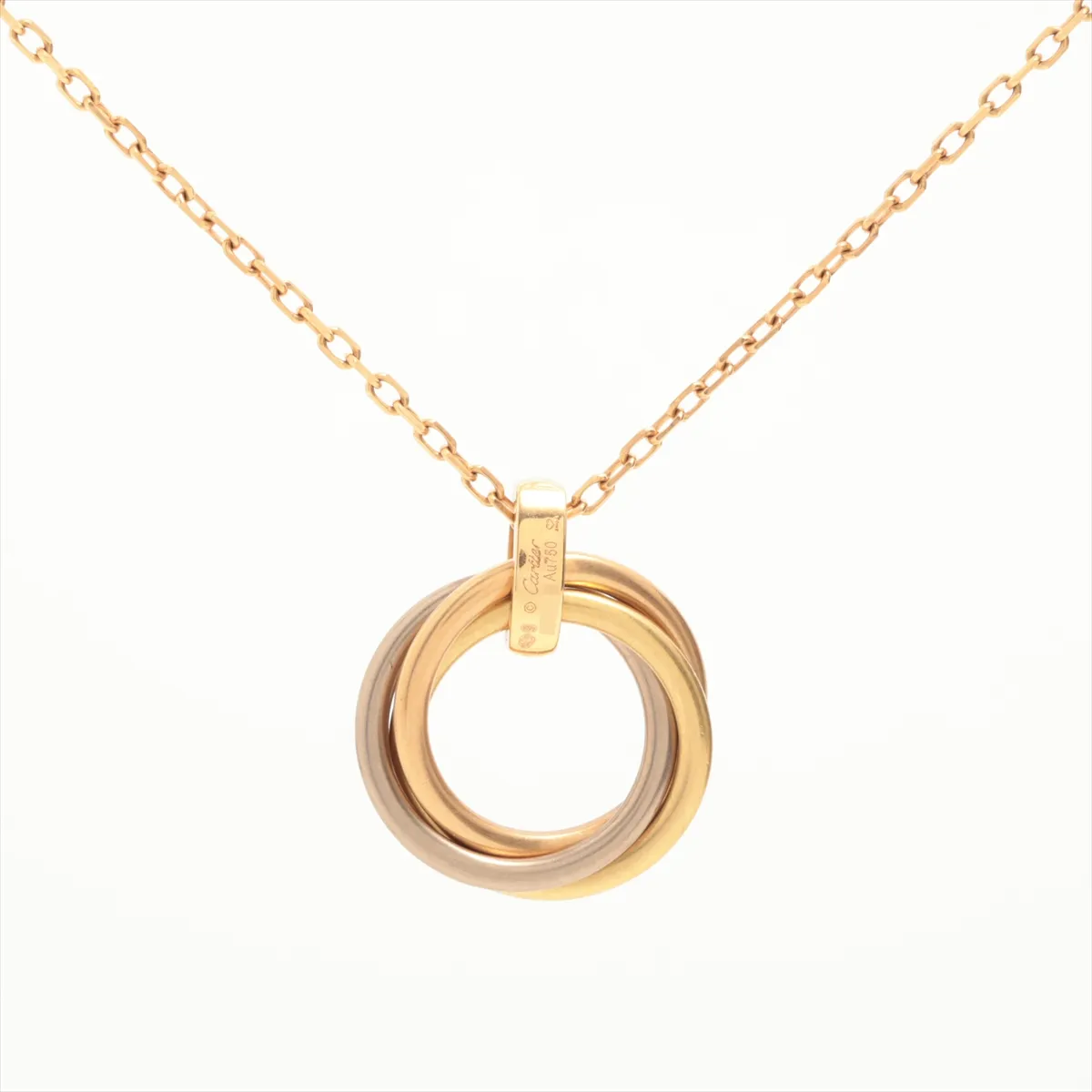 Trinity Diamond Necklace 750 (YG×PG×WG) 9.0g DQK715 Spring exposed Pull ring weak return — view 2