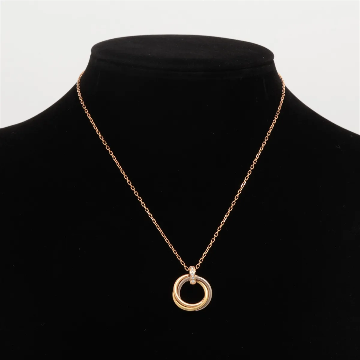 Trinity Diamond Necklace 750 (YG×PG×WG) 9.0g DQK715 Spring exposed Pull ring weak return — view 5