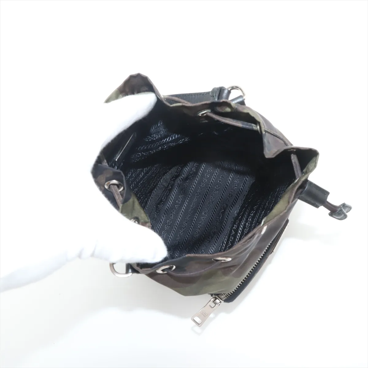 Tessuto Nylon x Leather 2WAY Handbag Green — view 8