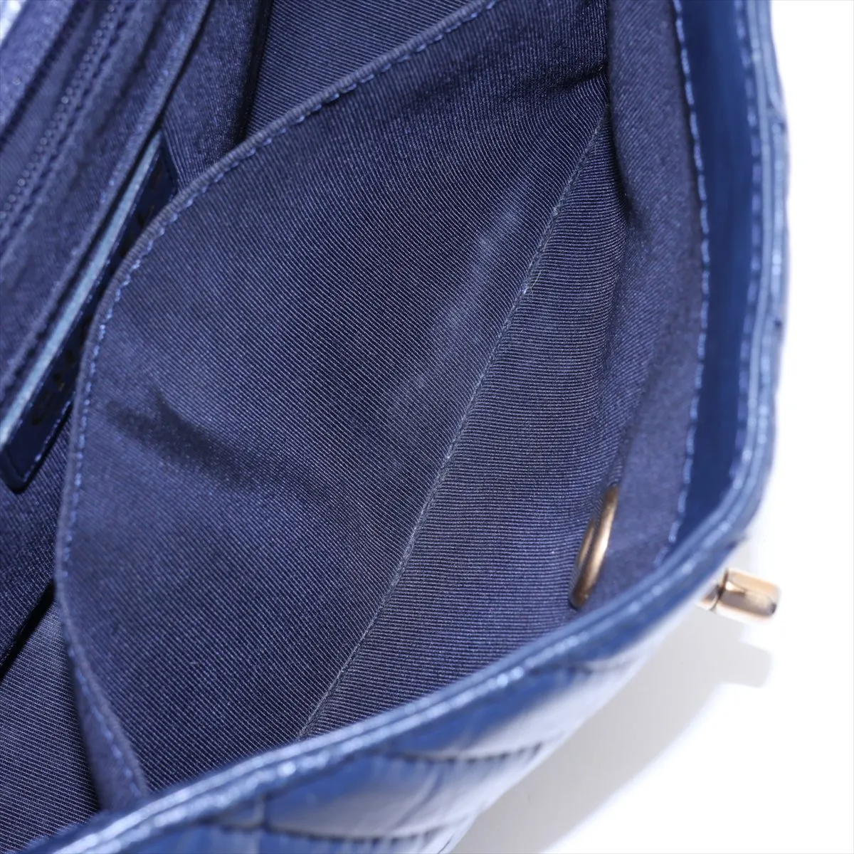 Chevron Vintage Calf 2-Way Handbag, Blue with Gold Hardware, 24663496, Serial Number 24 — view 9