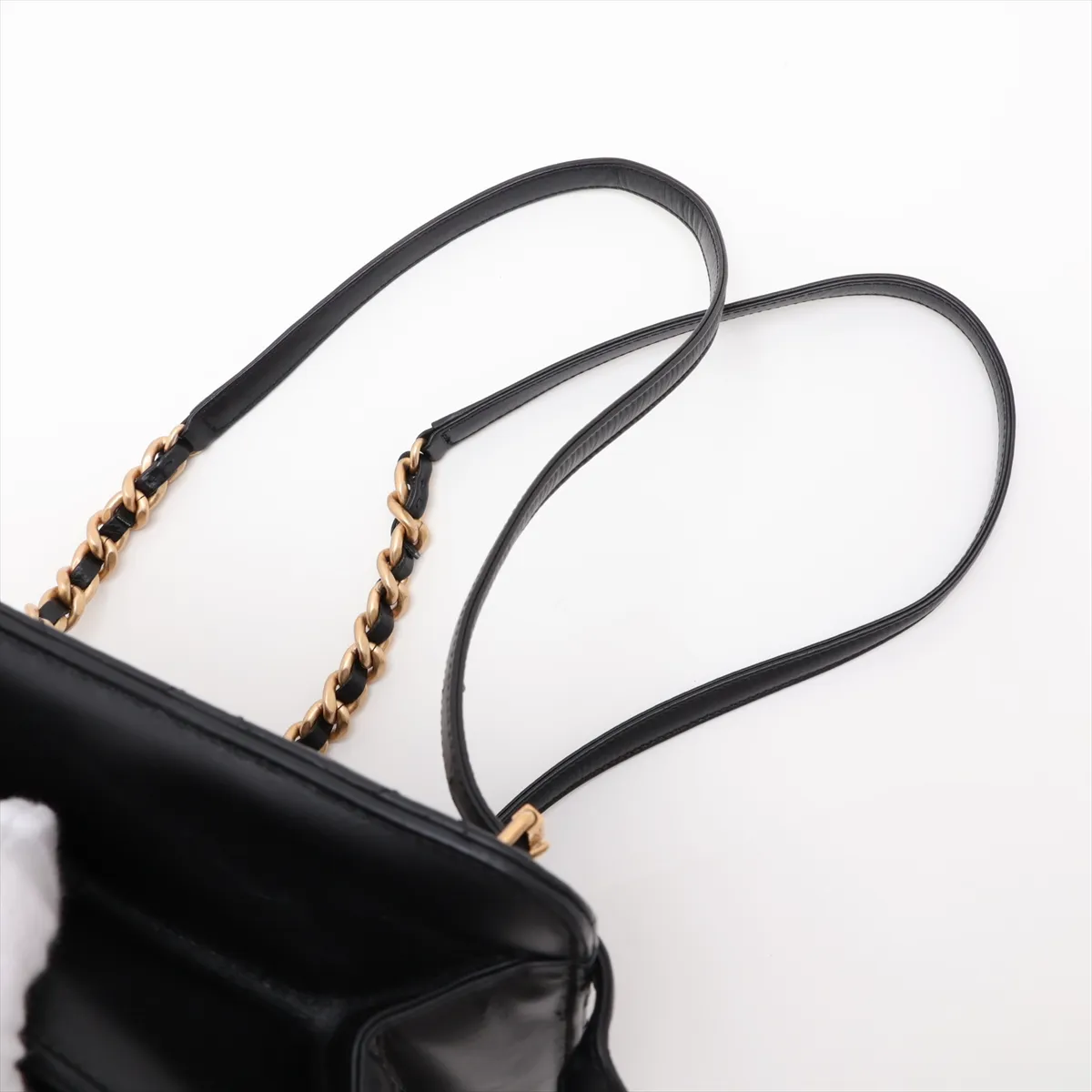 [Individually packaged] Chanel Matelassé Vintage Calf Chain Backpack, Black with Gold Hardware, ACLUHCA4, Random Plate — view 6