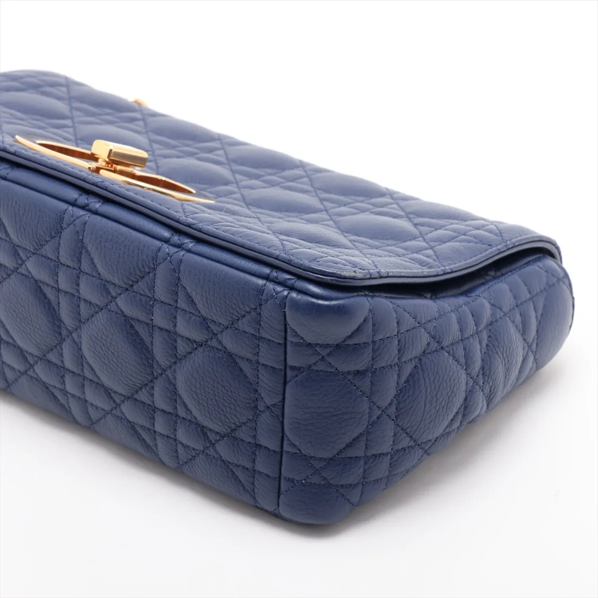 Cannage Caro Leather Chain Shoulder Bag, Blue — view 3