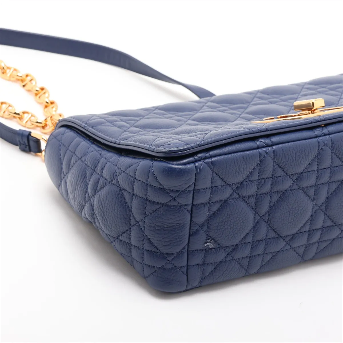 Cannage Caro Leather Chain Shoulder Bag, Blue — view 4