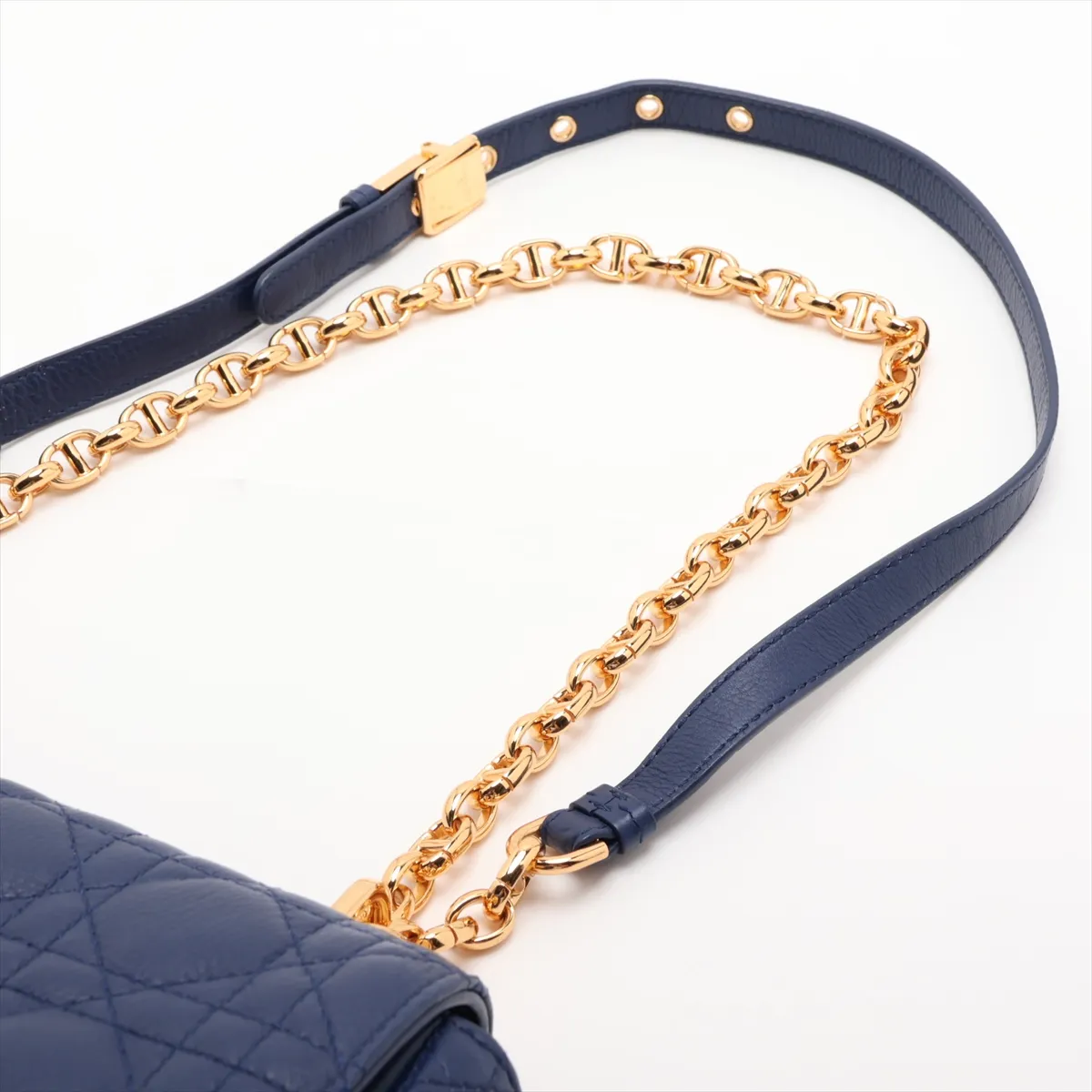 Cannage Caro Leather Chain Shoulder Bag, Blue — view 5
