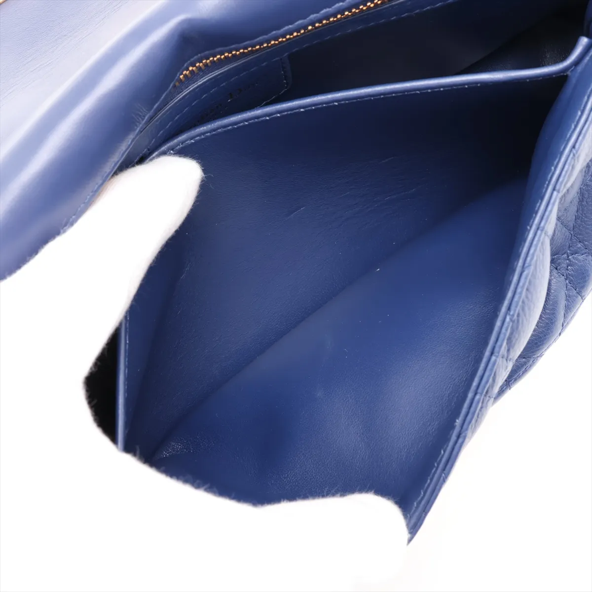 Cannage Caro Leather Chain Shoulder Bag, Blue — view 6