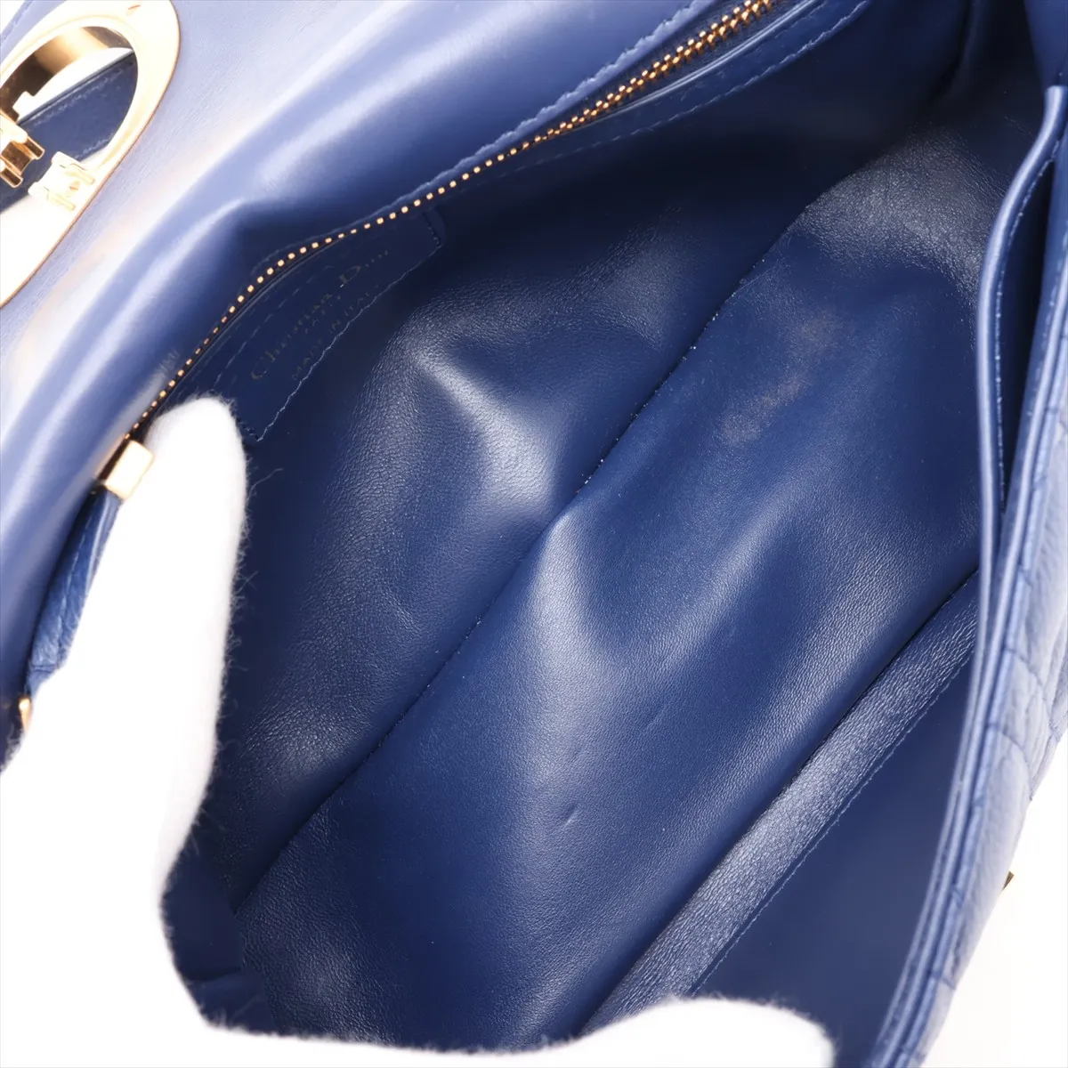 Cannage Caro Leather Chain Shoulder Bag, Blue — view 7