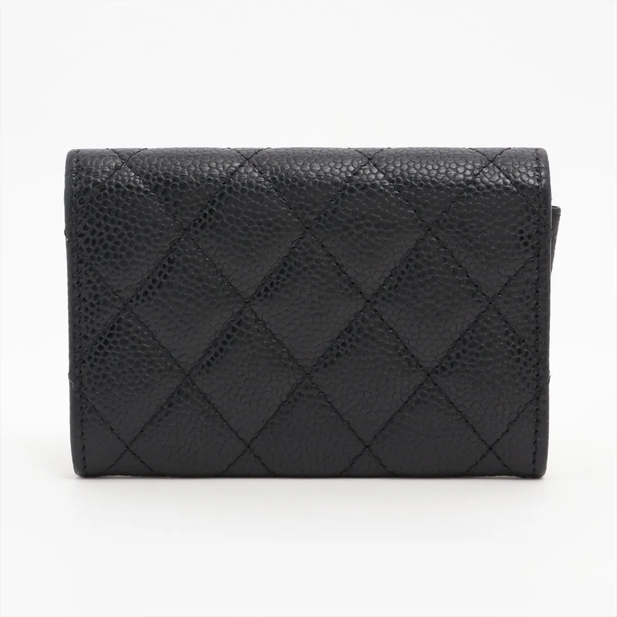 Matelassé Caviar Skin Card Case, Black with Gold Hardware, 22691813 — view 2