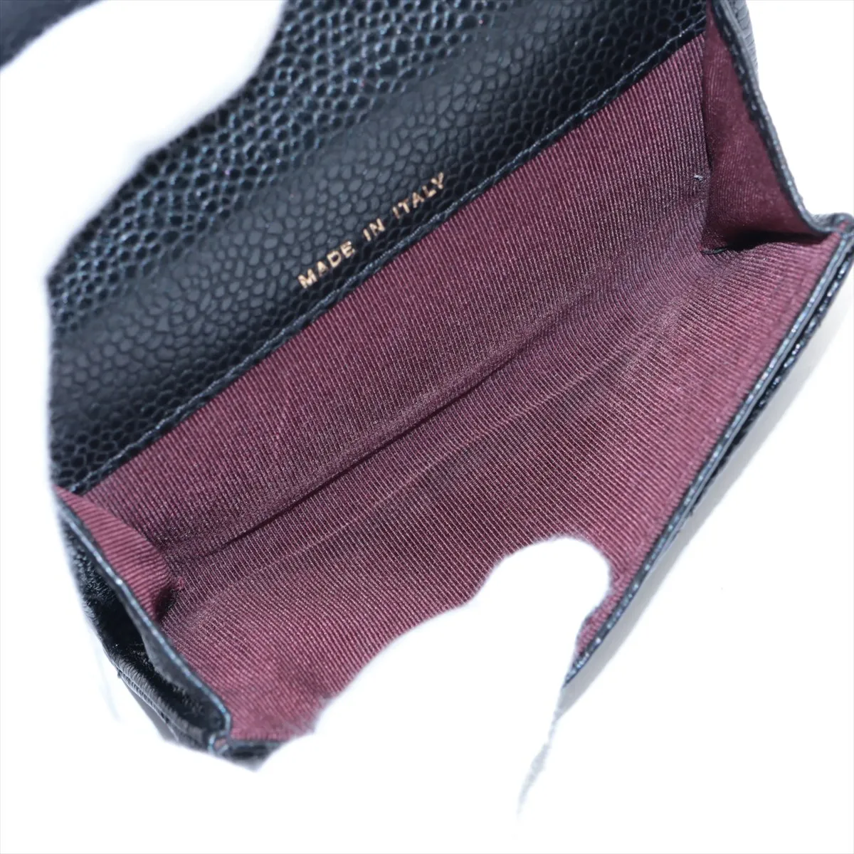 Matelassé Caviar Skin Card Case, Black with Gold Hardware, 22691813 — view 4