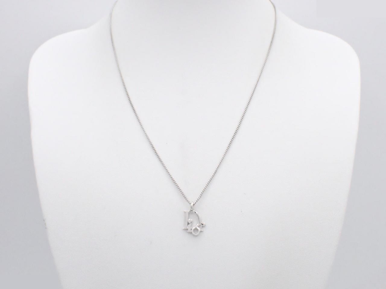 Logo silver necklace, neck circumference approximately 46cm — view 3