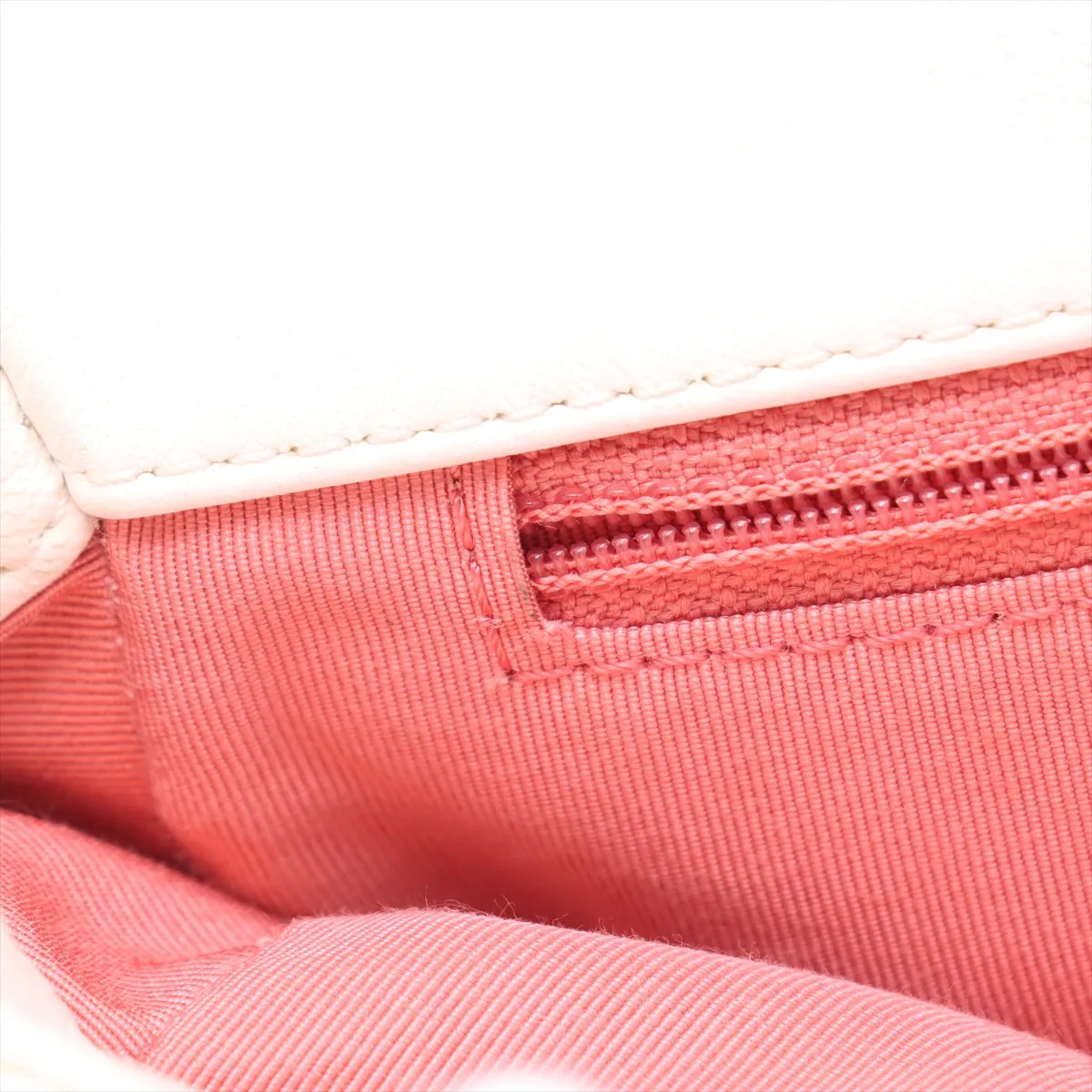 19 Lambskin Chain Shoulder Bag, White with Gold and Silver Hardware, 30970281, Serial Number in the 30s, AS1160 — view 11