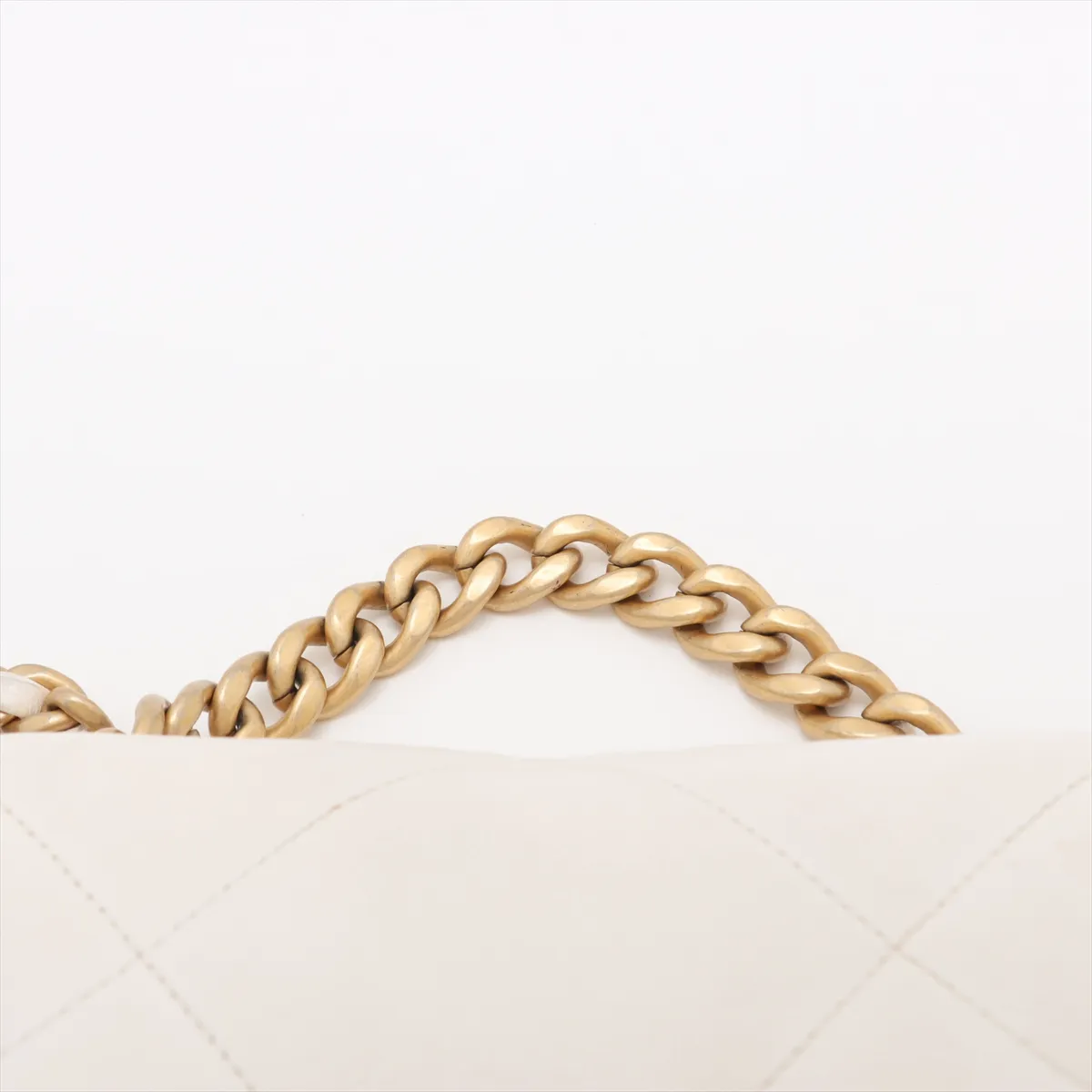 19 Lambskin Chain Shoulder Bag, White with Gold and Silver Hardware, 30970281, Serial Number in the 30s, AS1160 — view 6